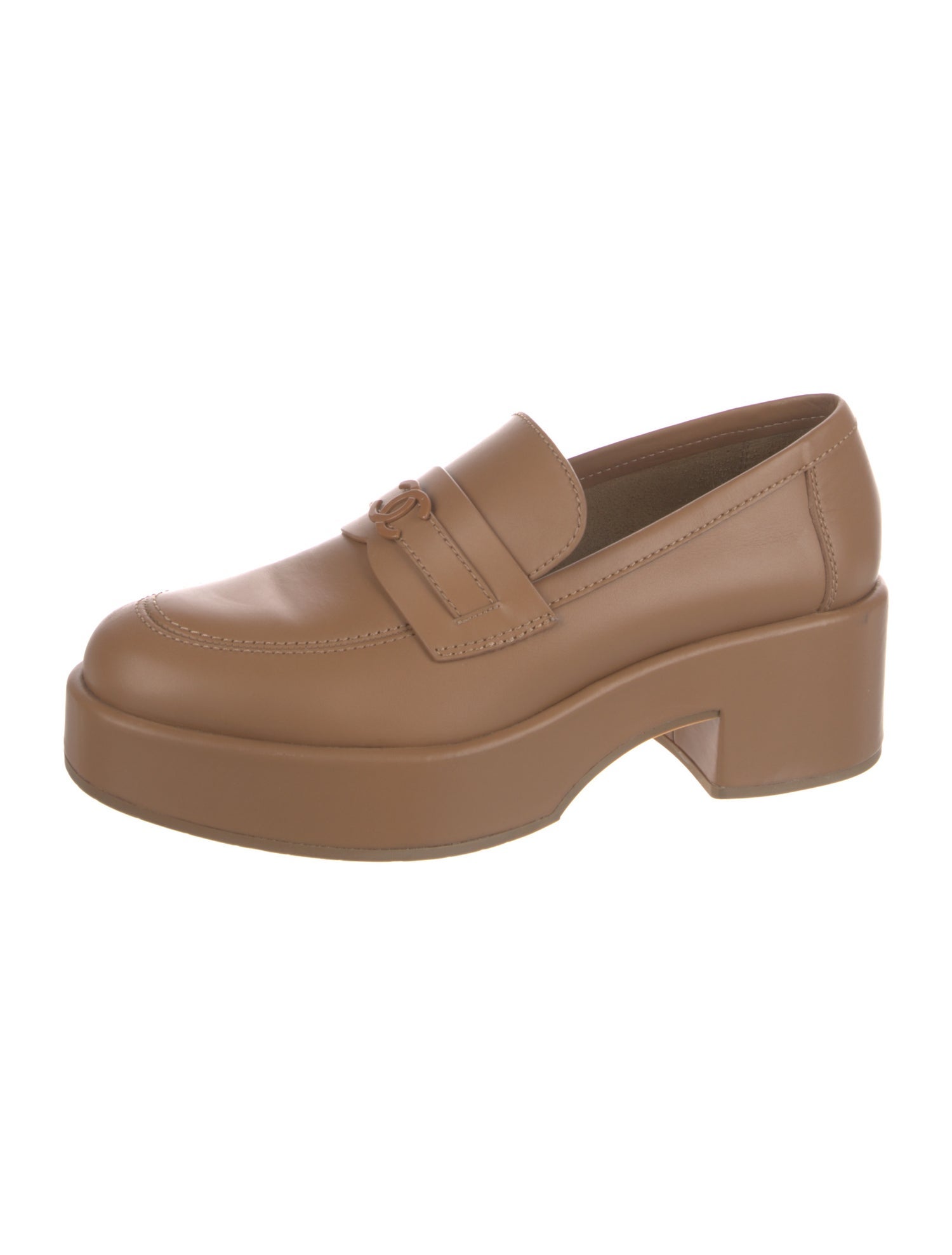 Chanel Interlocking CC Logo Leather Loafers