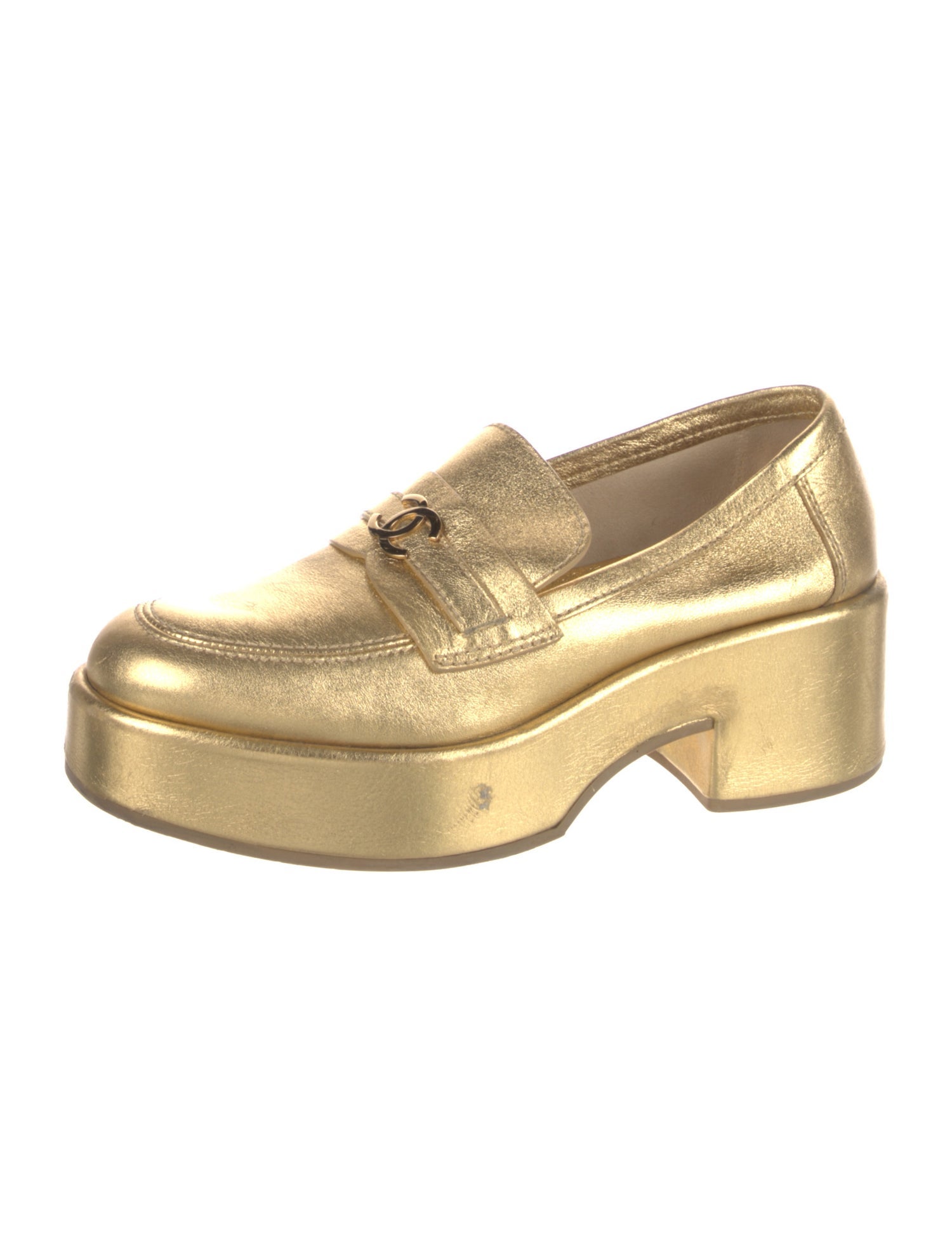 Chanel Interlocking CC Logo Leather Loafers