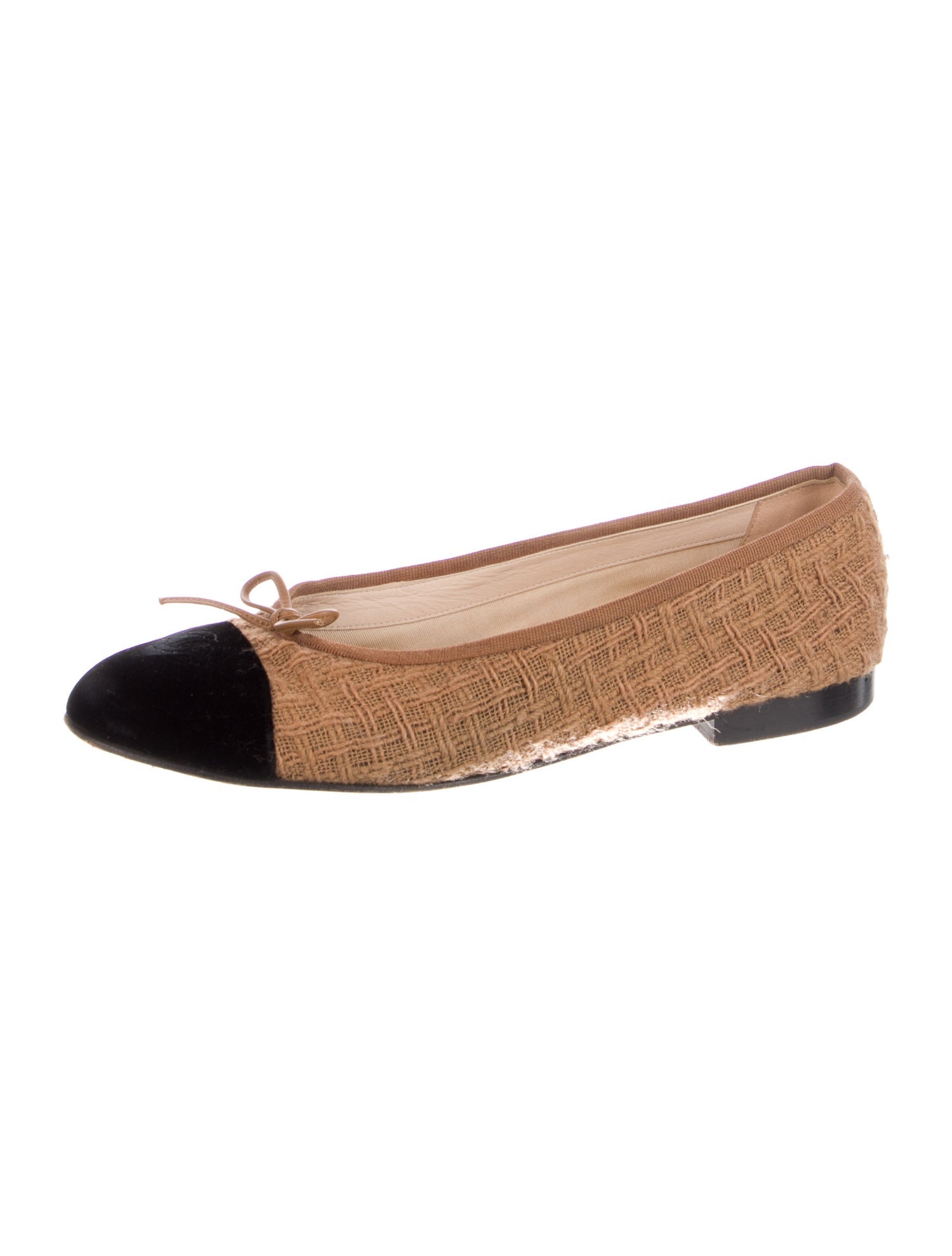 Chanel Interlocking CC Logo Raffia Ballet Flats
