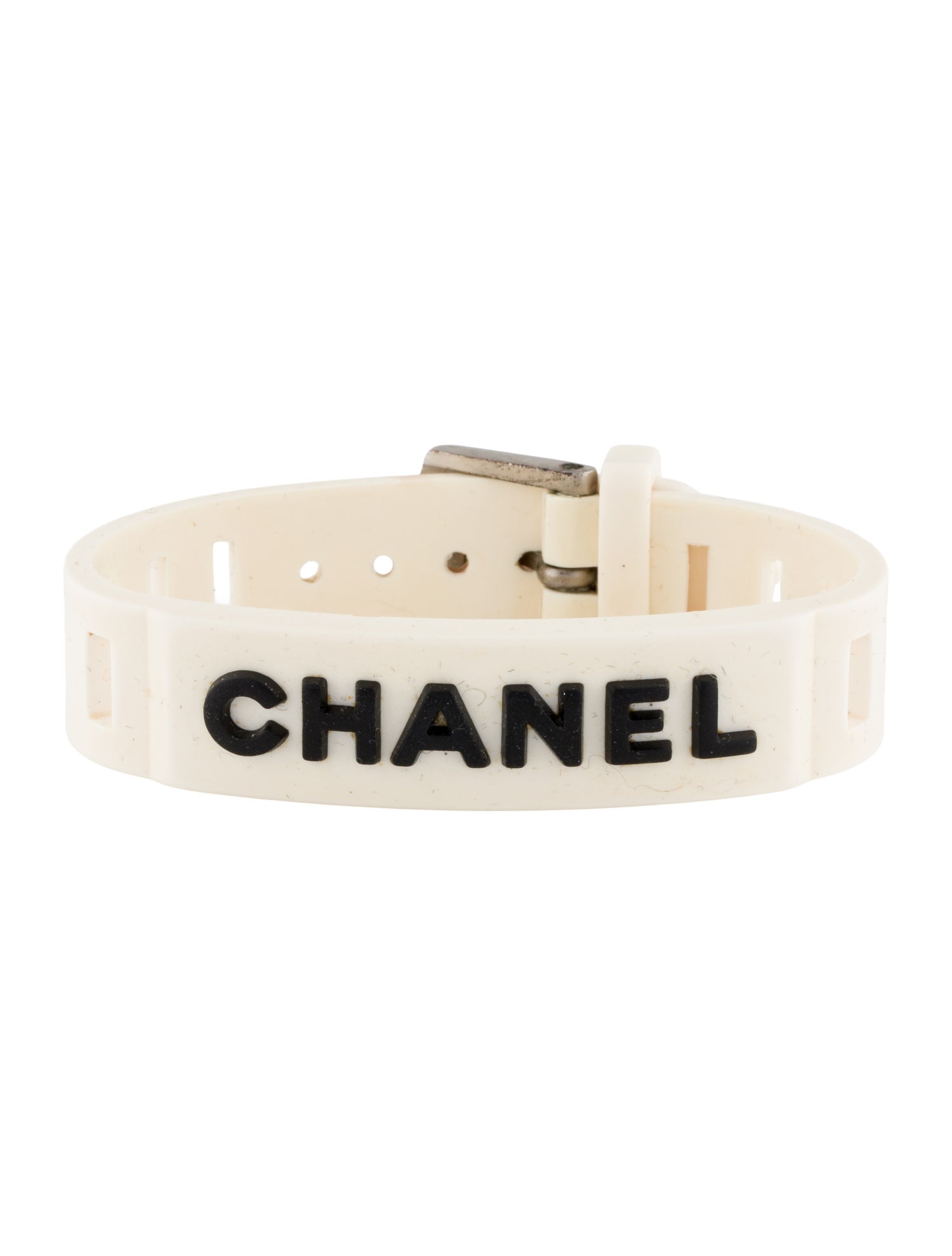 Chanel Vintage Rubber Logo Wrap Bracelet