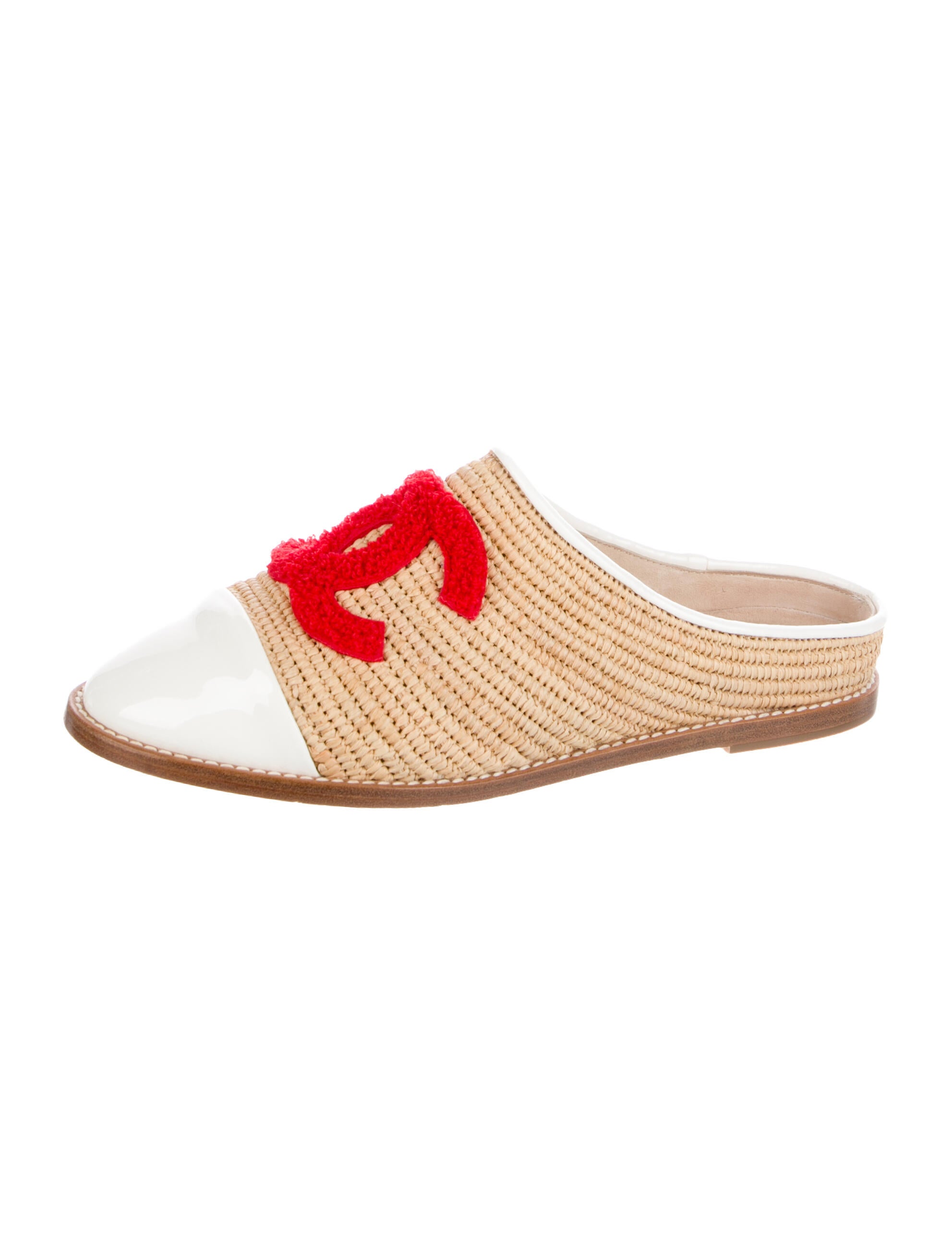 Chanel Interlocking CC Logo Raffia Mules
