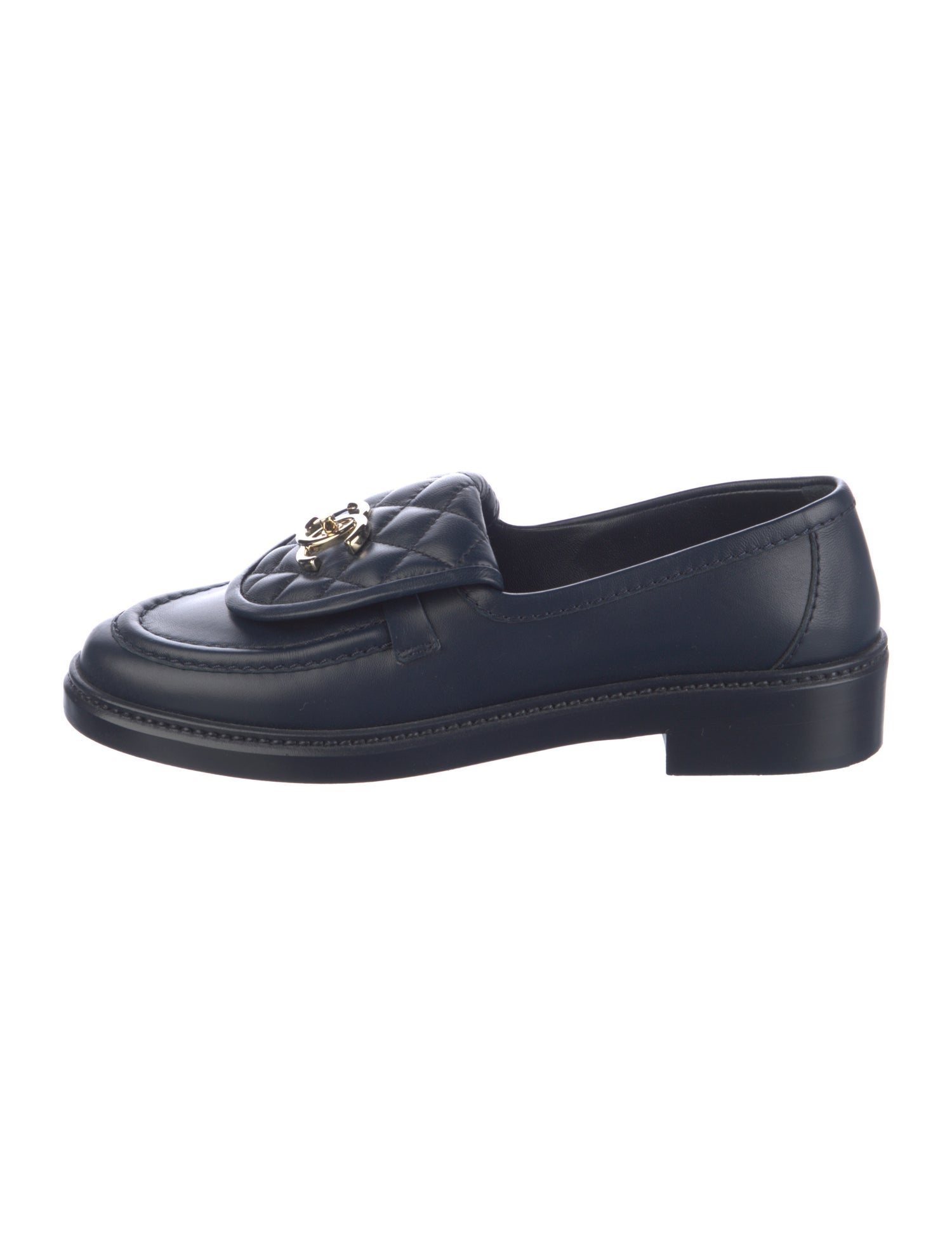Chanel Interlocking CC Logo Leather Loafers