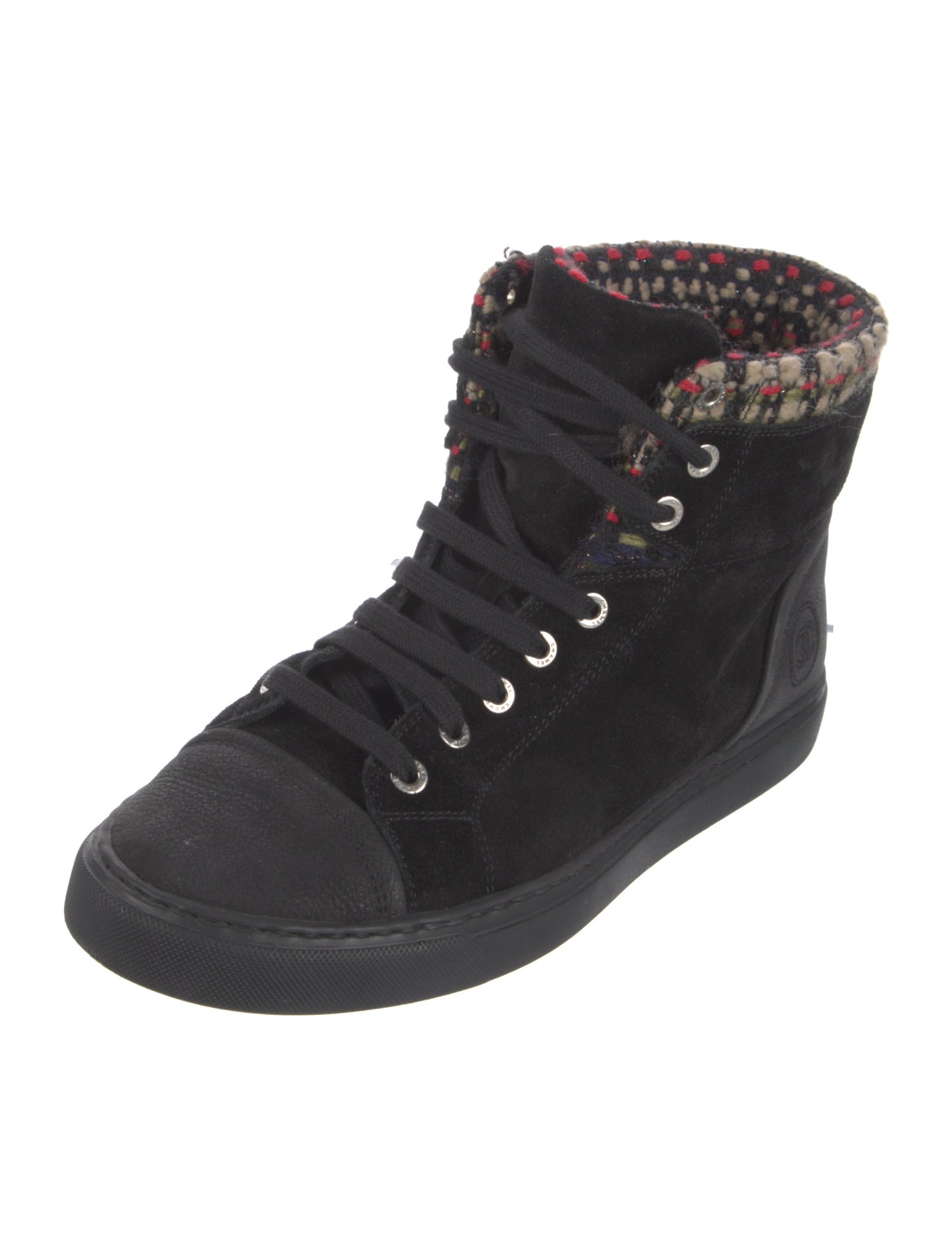 Chanel Interlocking CC Logo Suede Sneakers