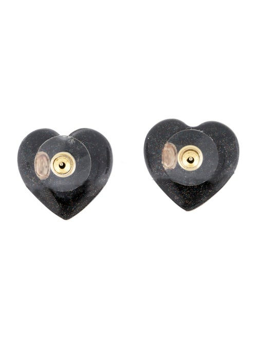 Chanel 2023 Strass & Resin Heart Stud Earrings