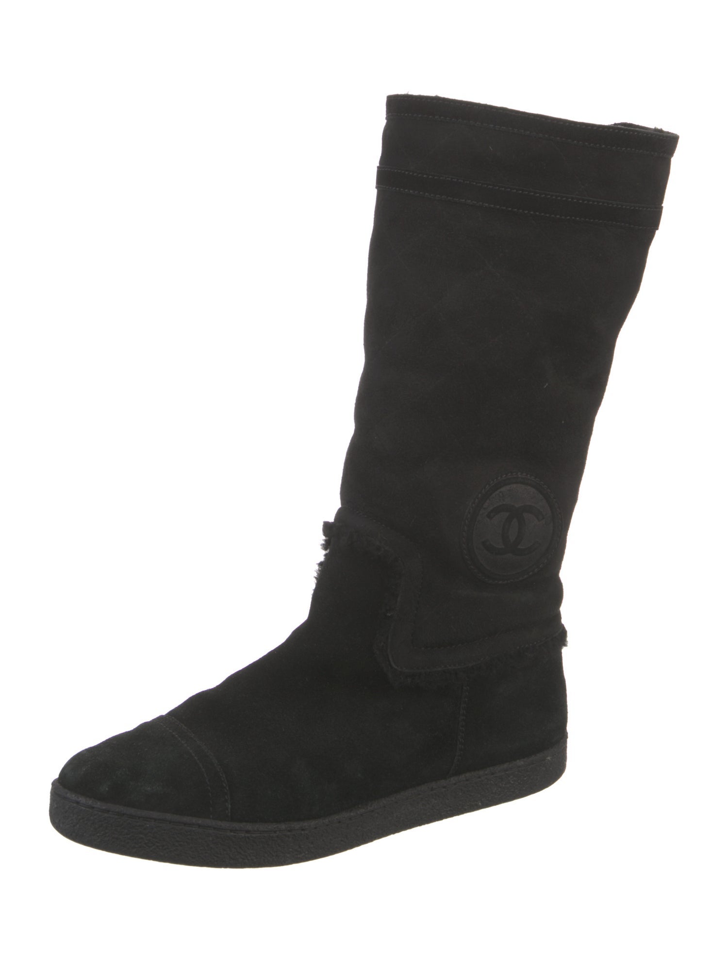 Chanel 2010 Interlocking CC Logo Lace-Up Boots