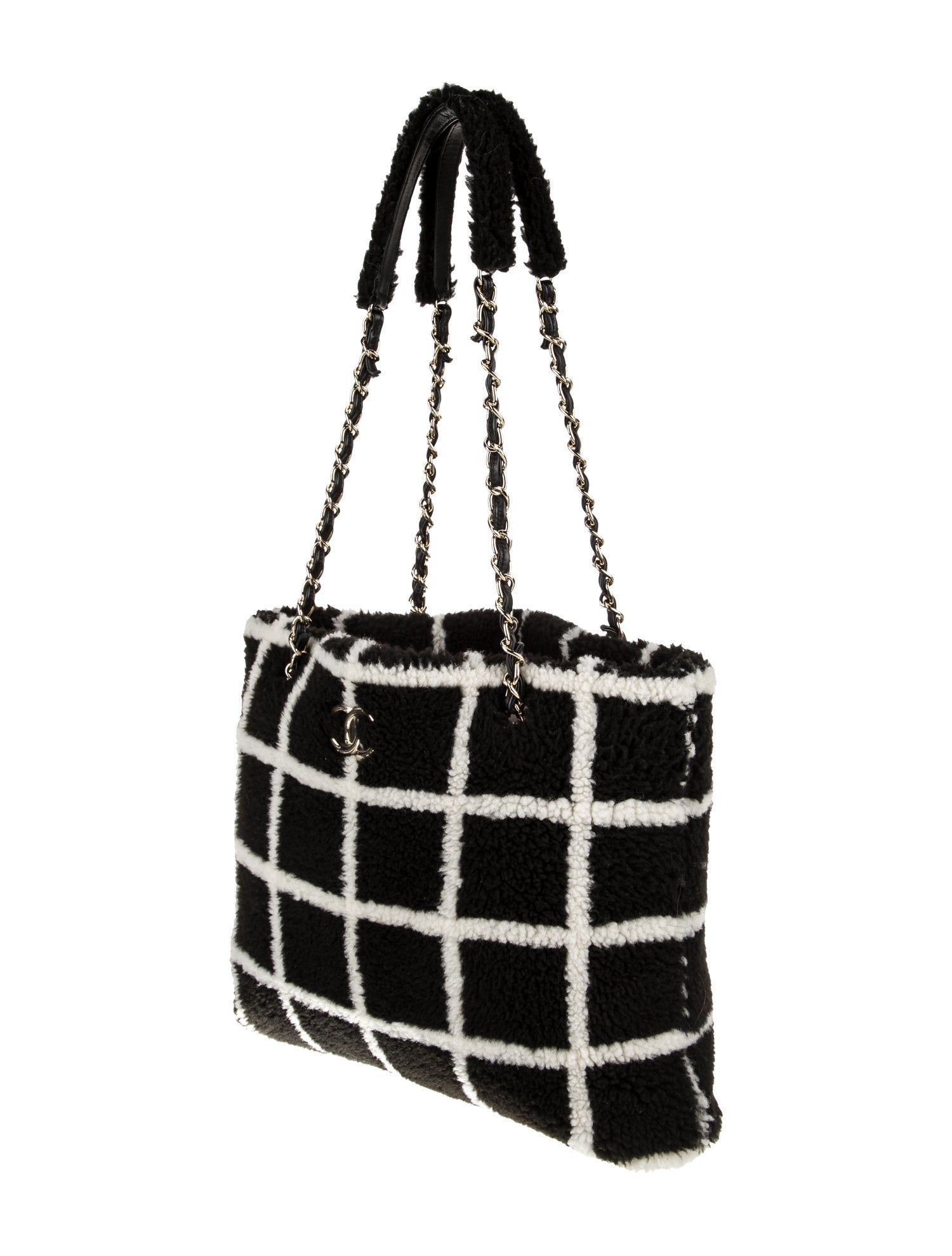 Chanel Grid Shearling Shopping Tote