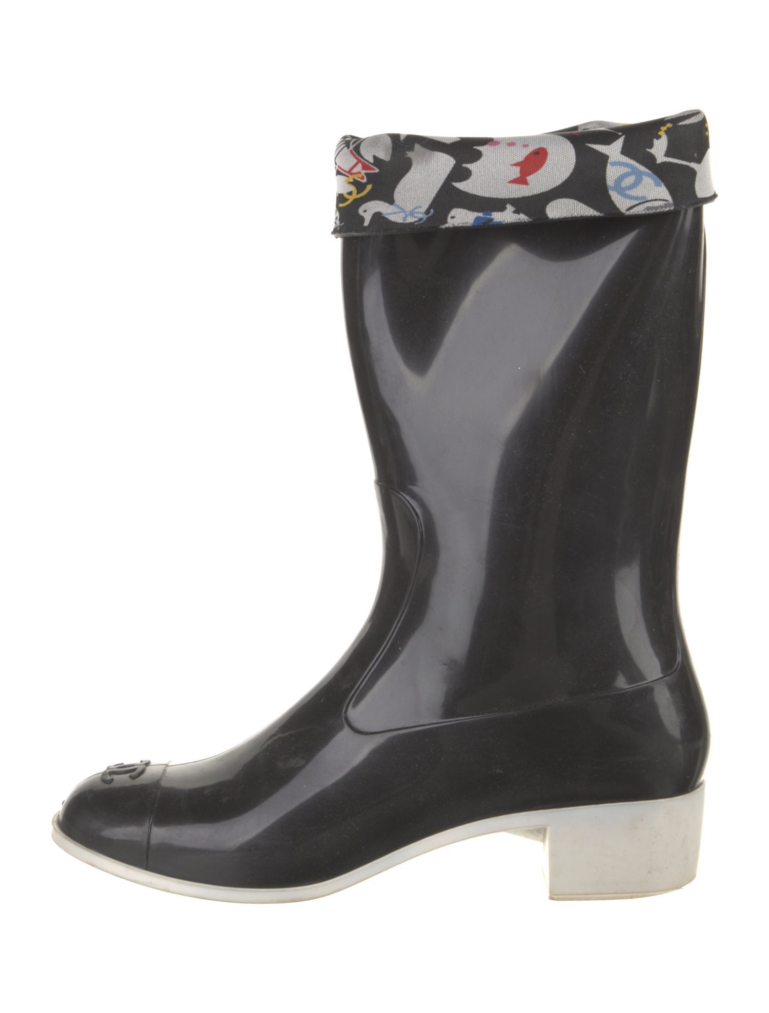 Chanel Interlocking CC Logo Rubber Rain Boots