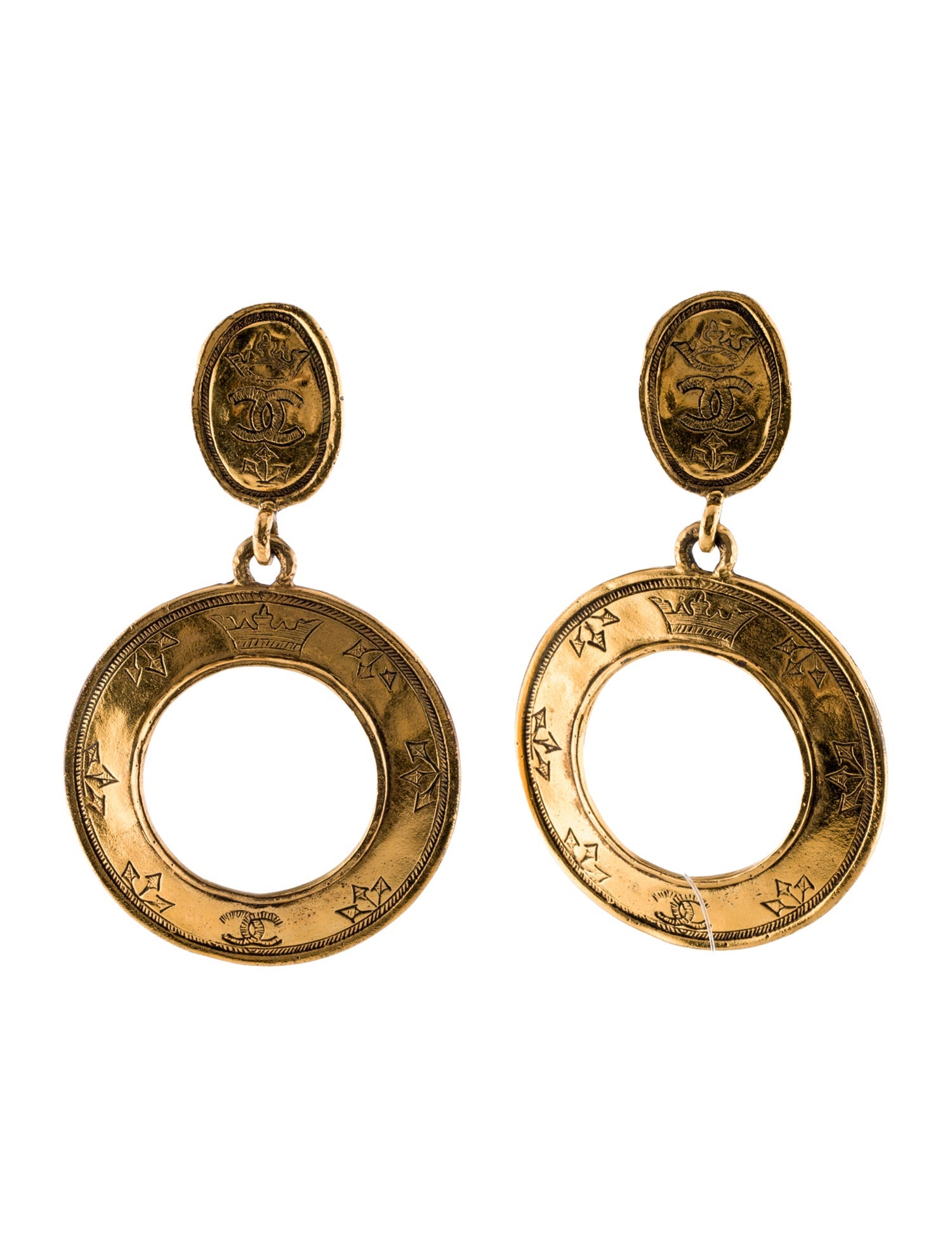 Chanel Vintage Crown Clip-On Drop Earrings