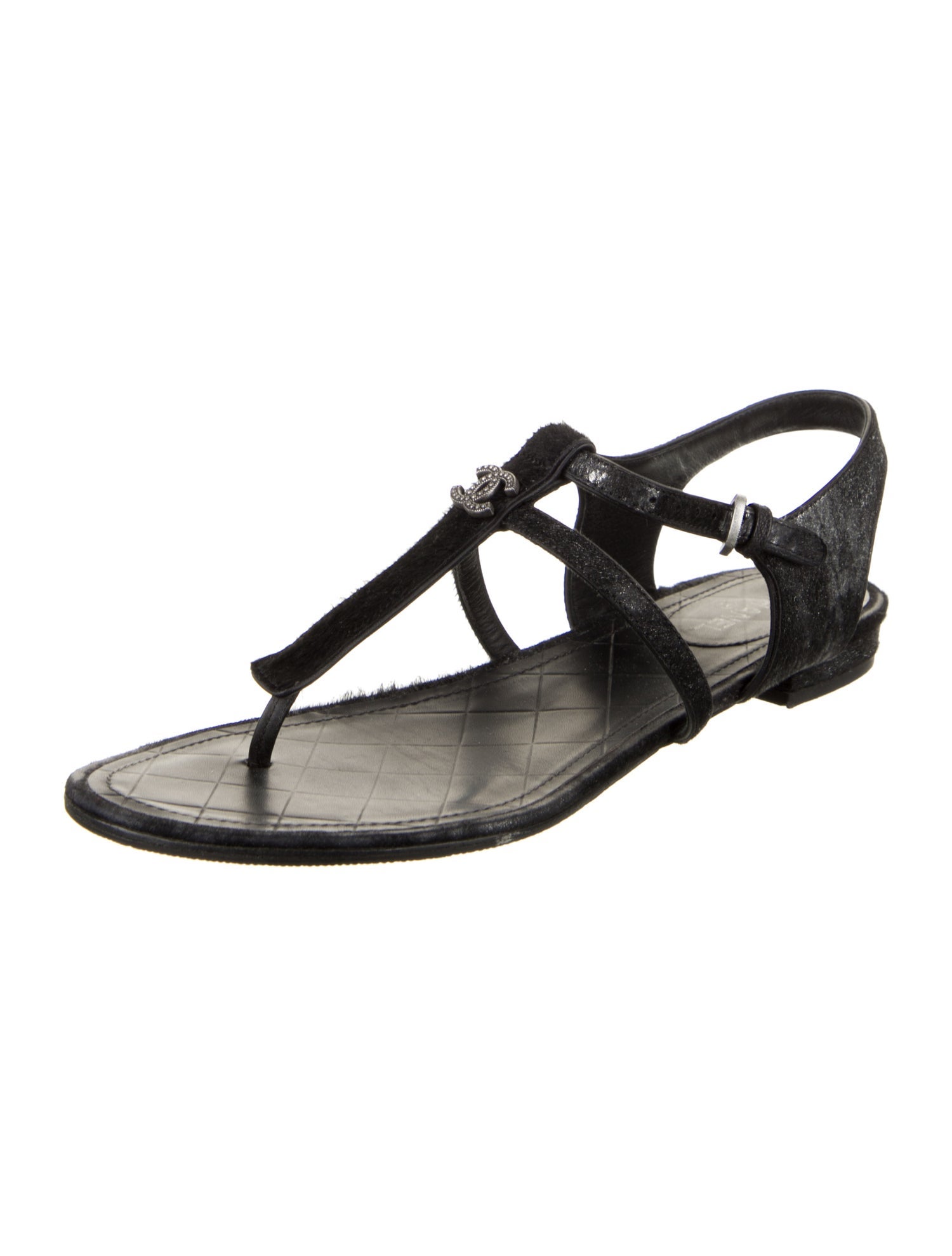 Chanel Ponyhair T-Strap Sandals