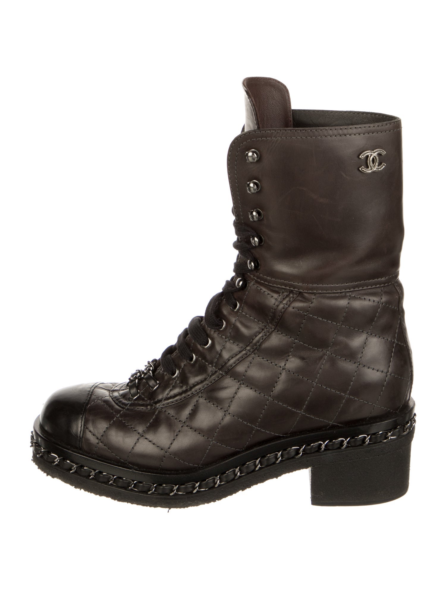 Chanel 2013 Interlocking CC Logo Combat Boots
