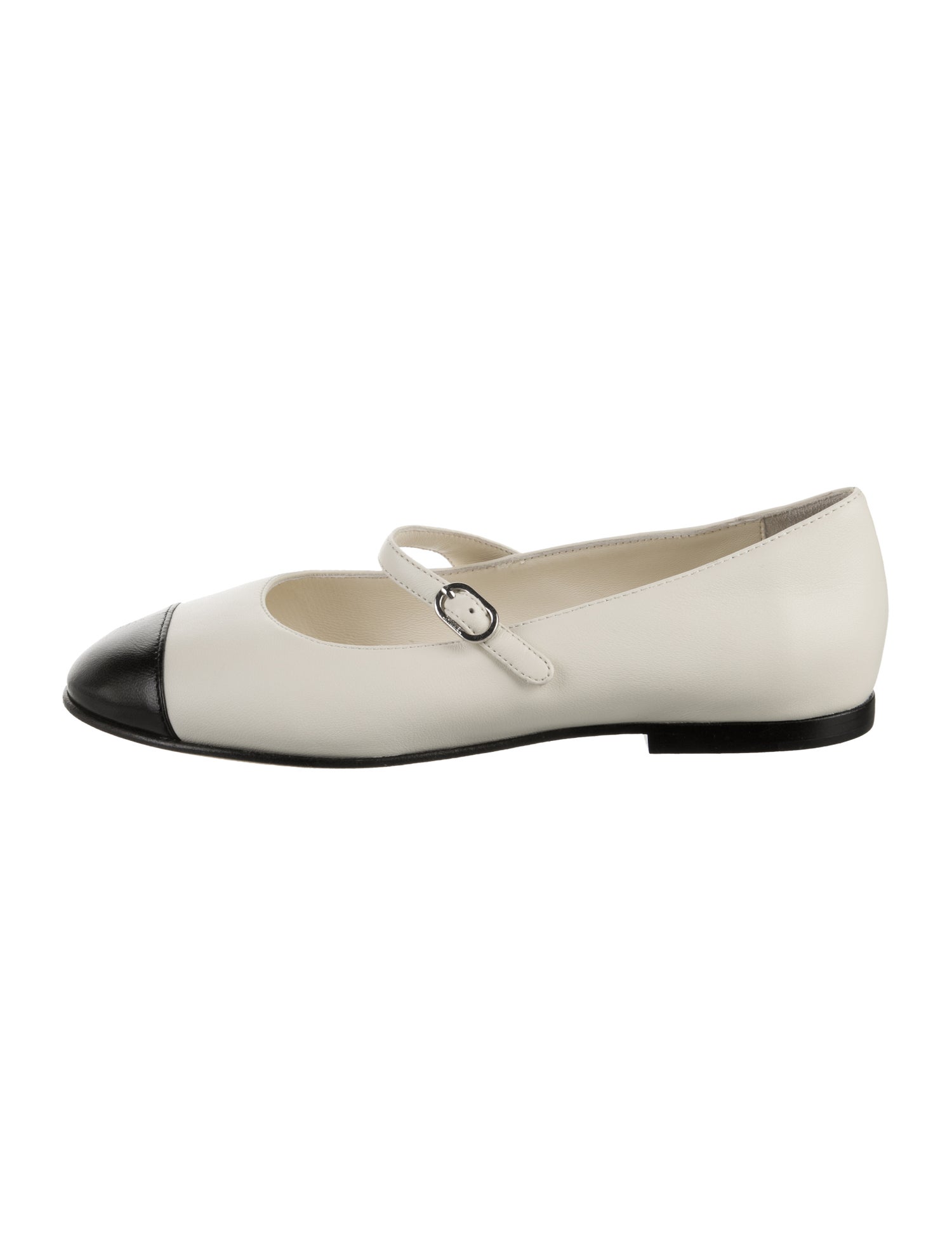 Chanel Interlocking CC Logo Leather Mary Jane Flats