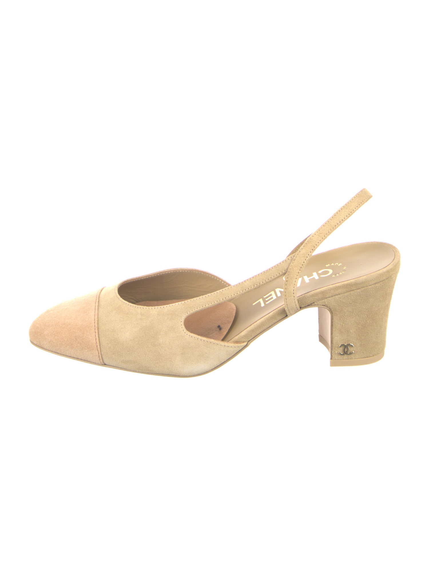 Chanel Interlocking CC Logo Suede Slingback Pumps