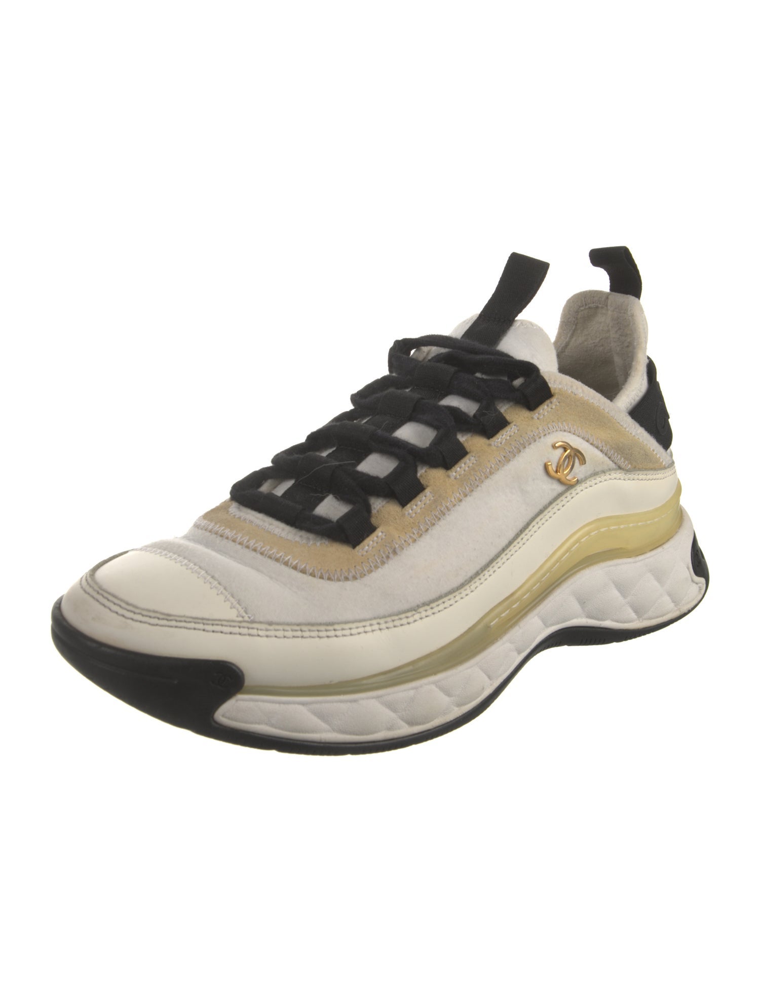 Chanel Interlocking CC Logo Leather Sneakers