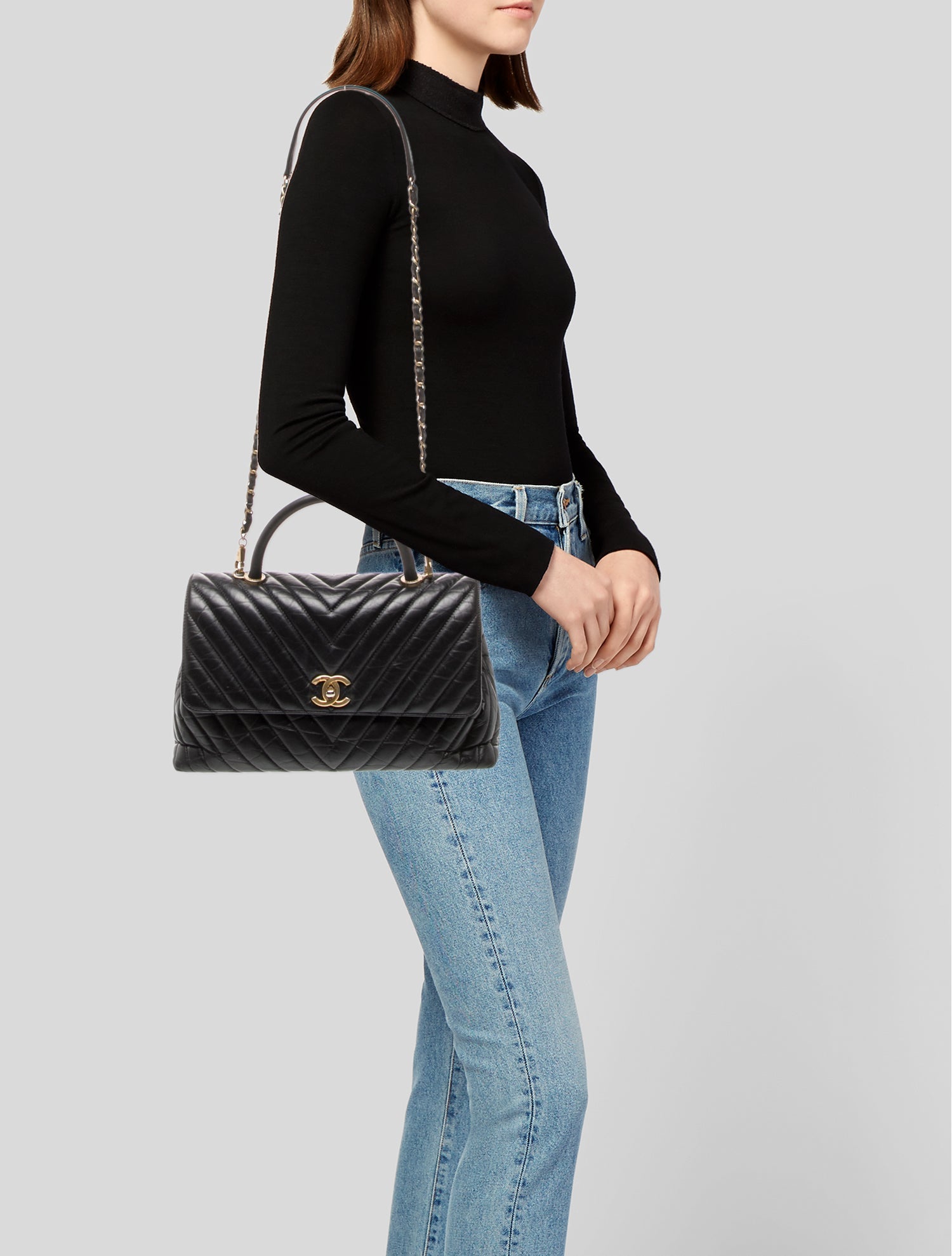 Chanel Medium Chevron Coco Handle Bag