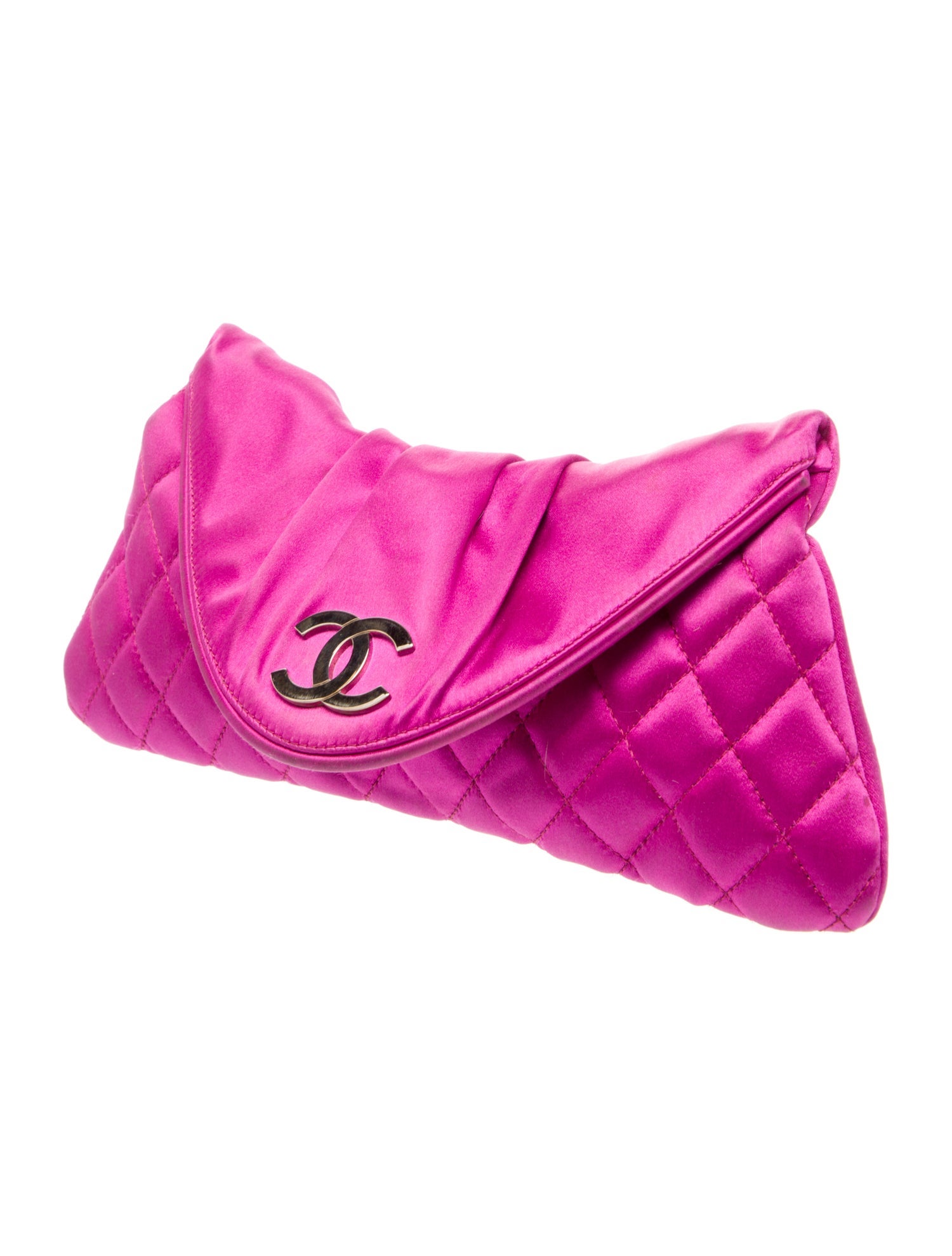 Chanel Satin Quilted Half Moon Clutch