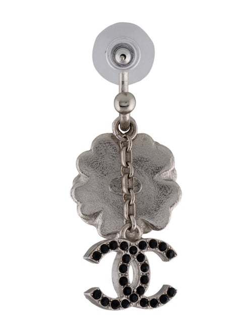 Chanel Strass & Enamel Camellia CC Single Drop Earring