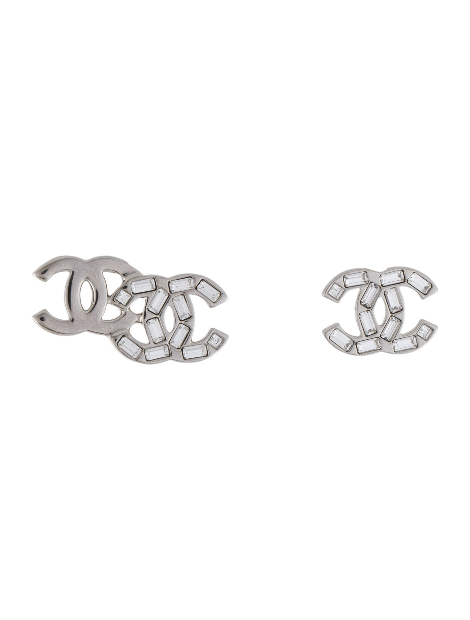 Chanel 2023 Strass CC Mismatched Stud Earrings