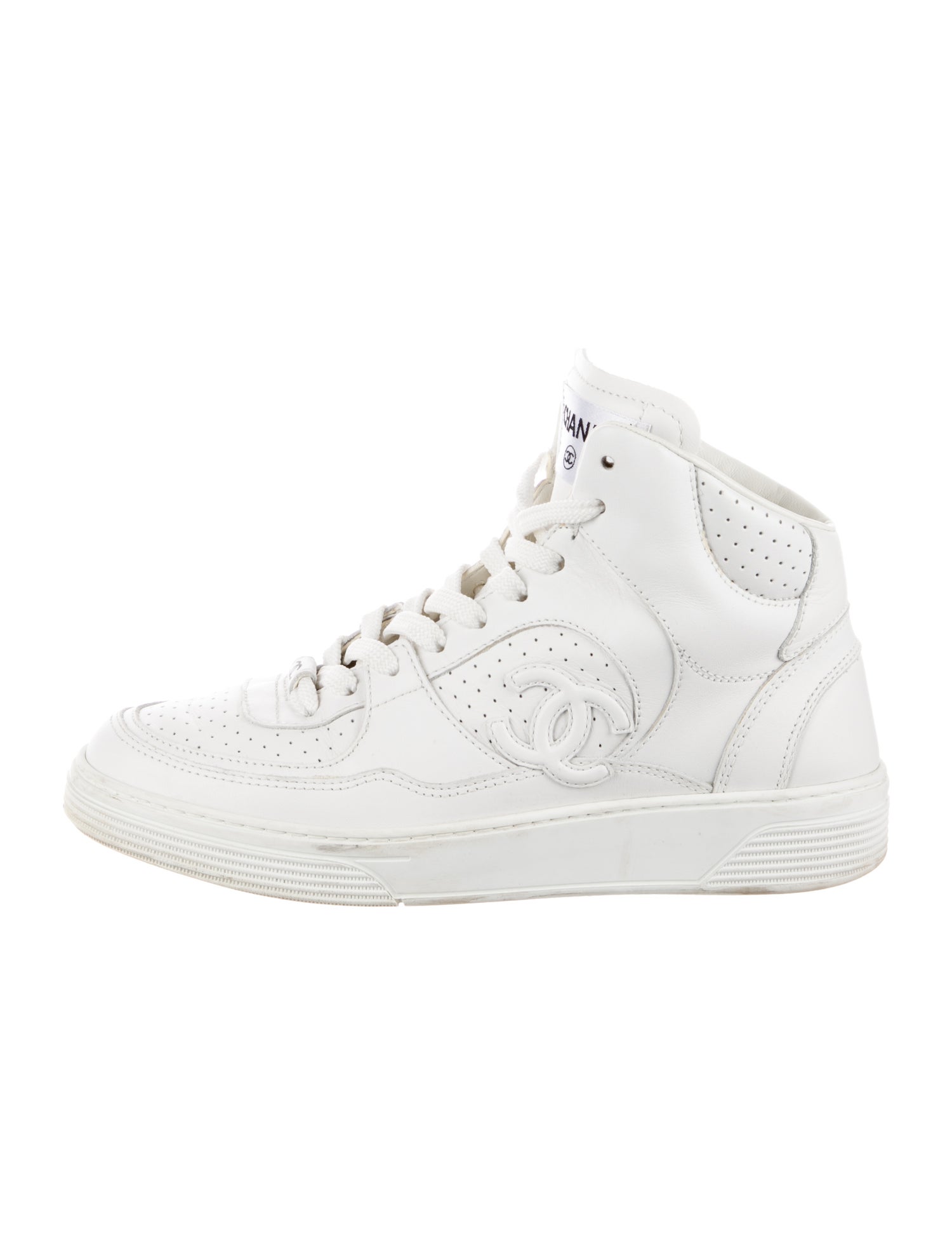 Chanel Interlocking CC Logo Leather Sneakers