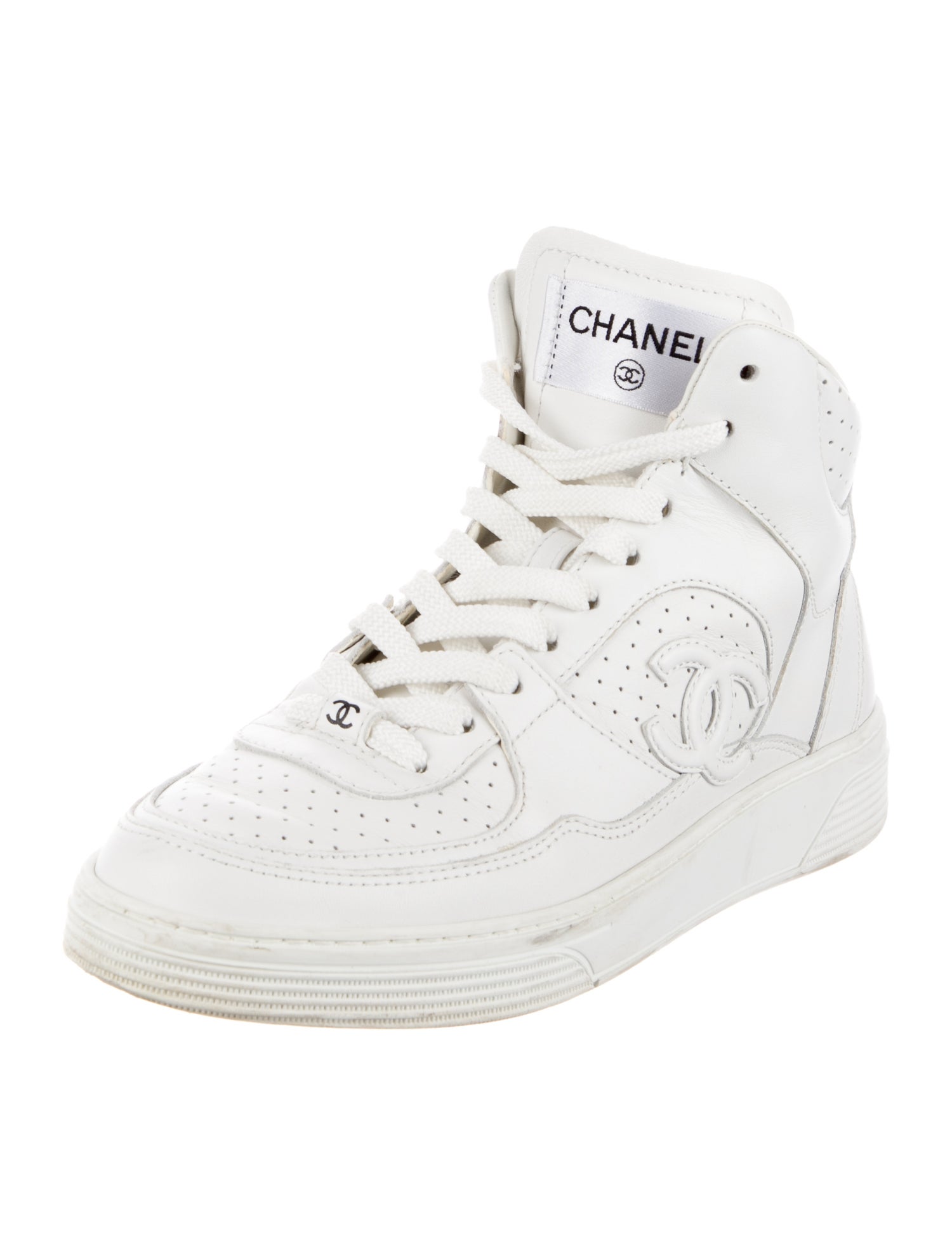 Chanel Interlocking CC Logo Leather Sneakers