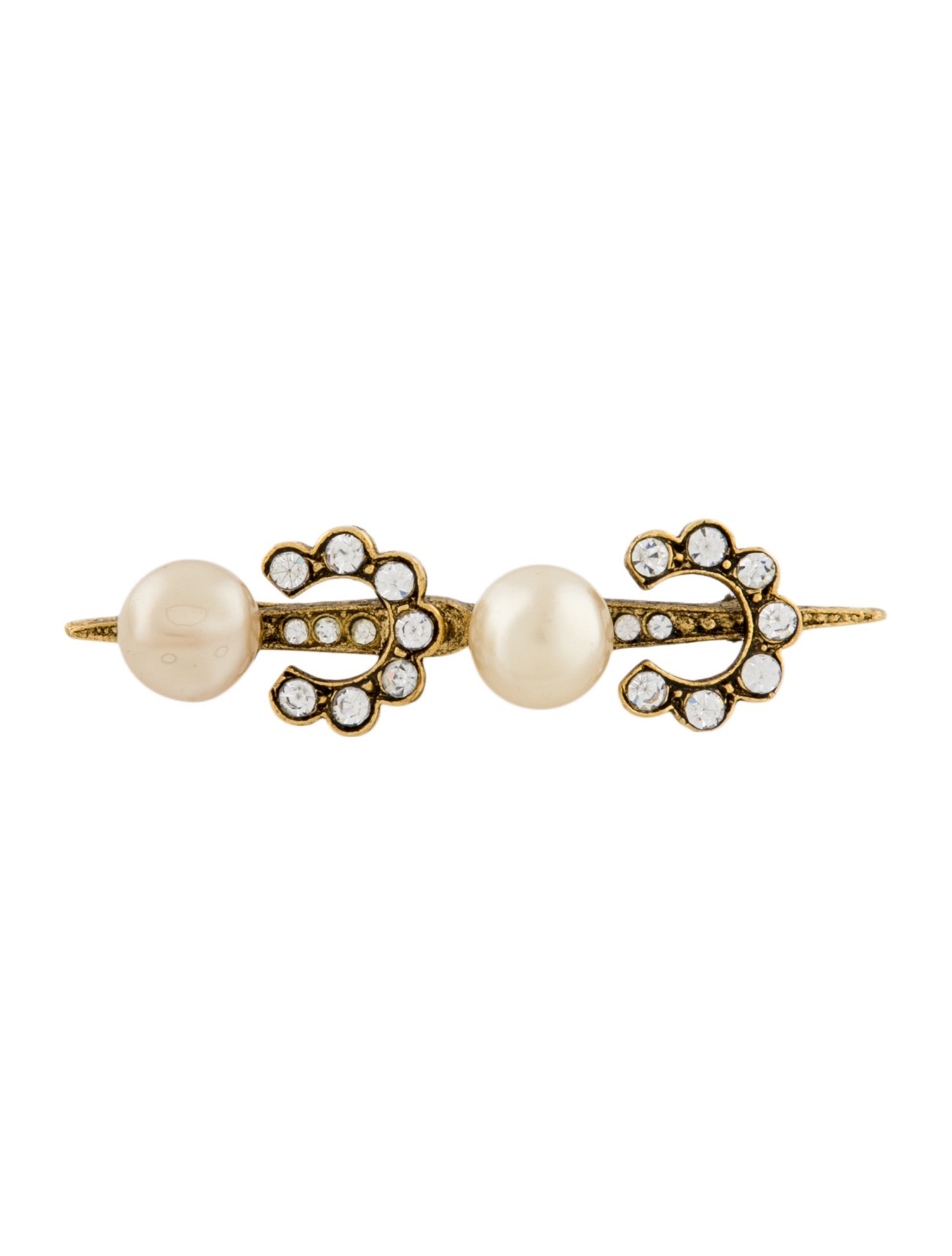 Chanel Vintage Faux Pearl & Strass 'COCO' Brooch