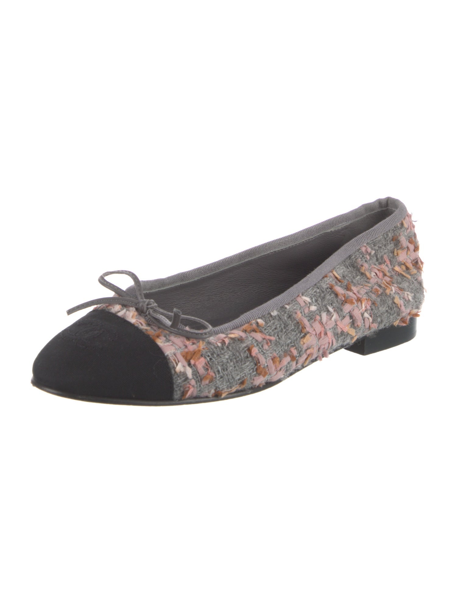 Chanel Interlocking CC Logo Tweed Ballet Flats