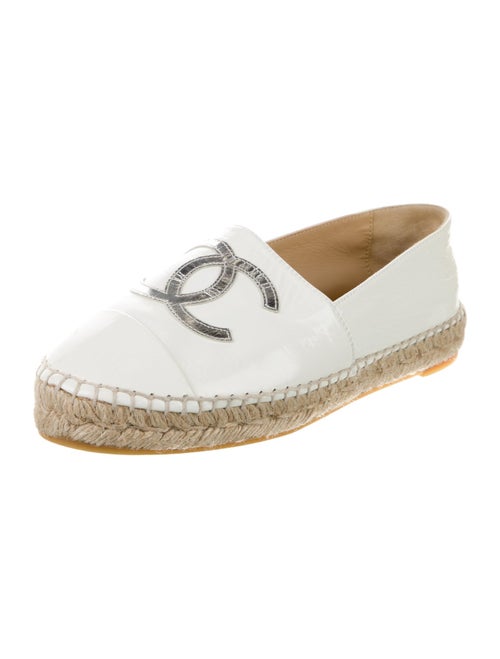 Chanel Interlocking CC Logo Patent Leather Espadrilles