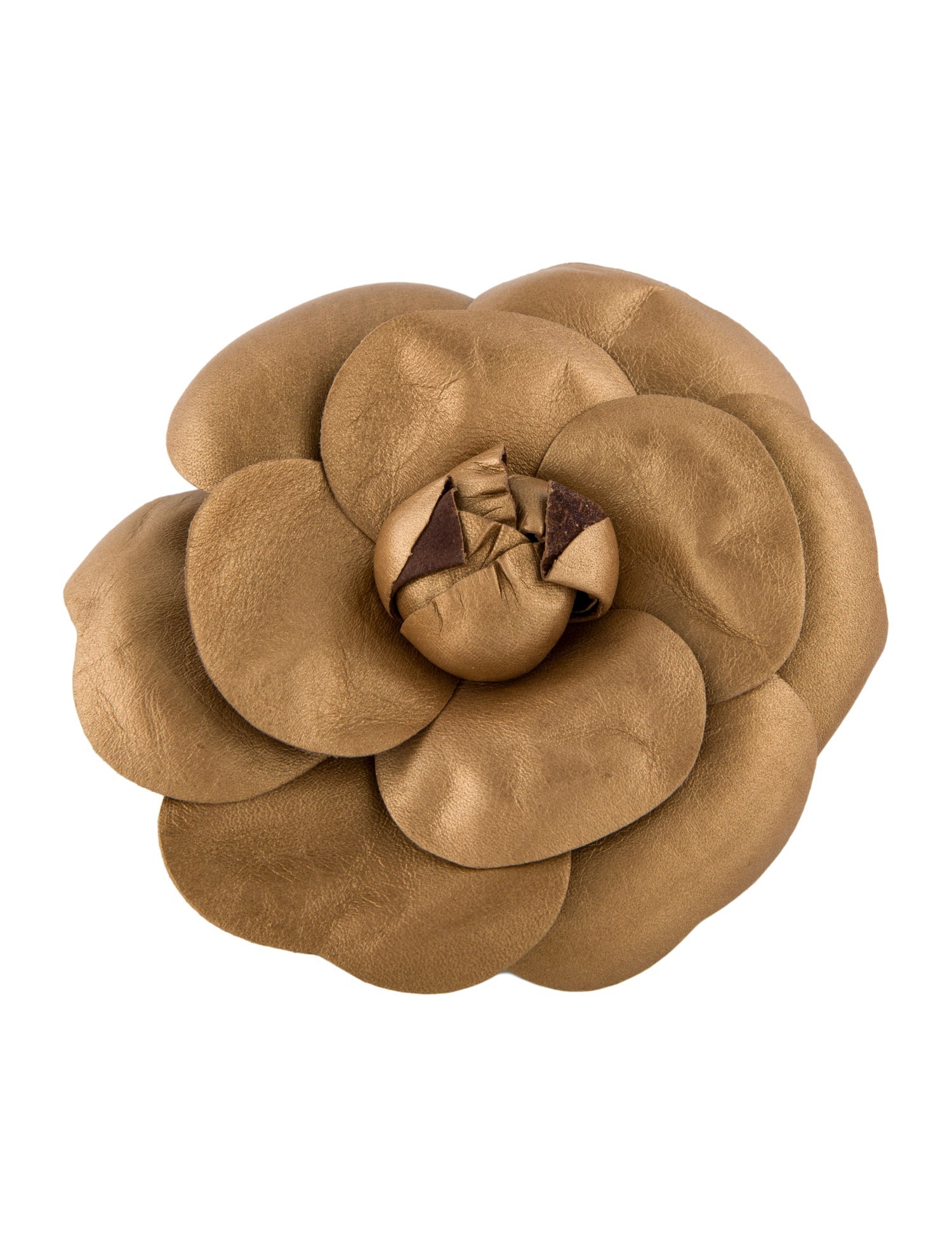 Chanel Vintage Leather Camellia Brooch