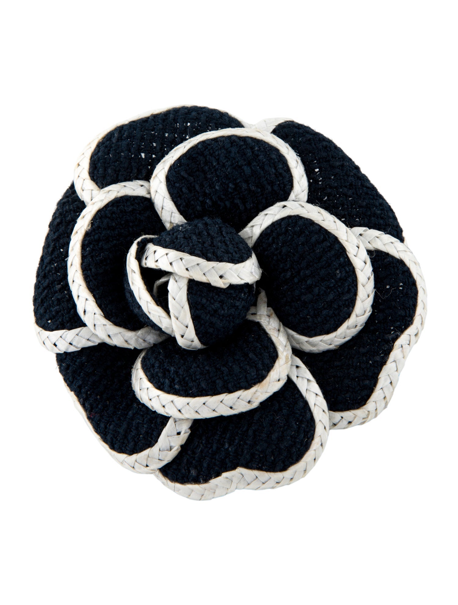 Chanel Vintage Fabric Woven Camellia Brooch