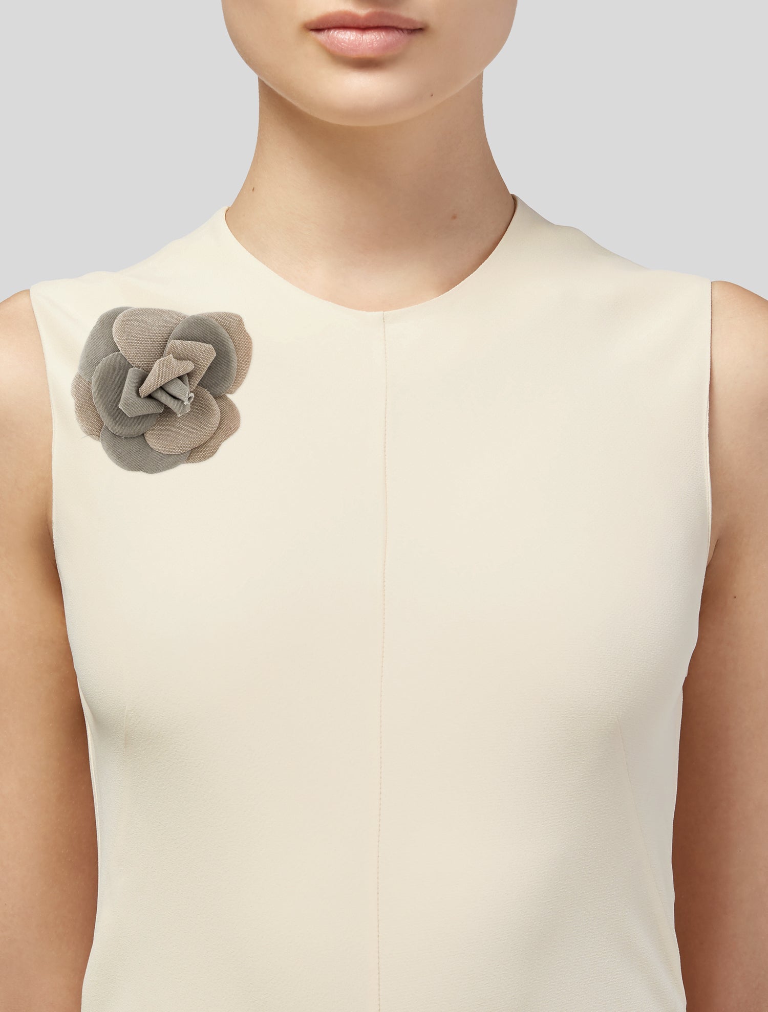 Chanel Vintage Canvas Camellia Brooch