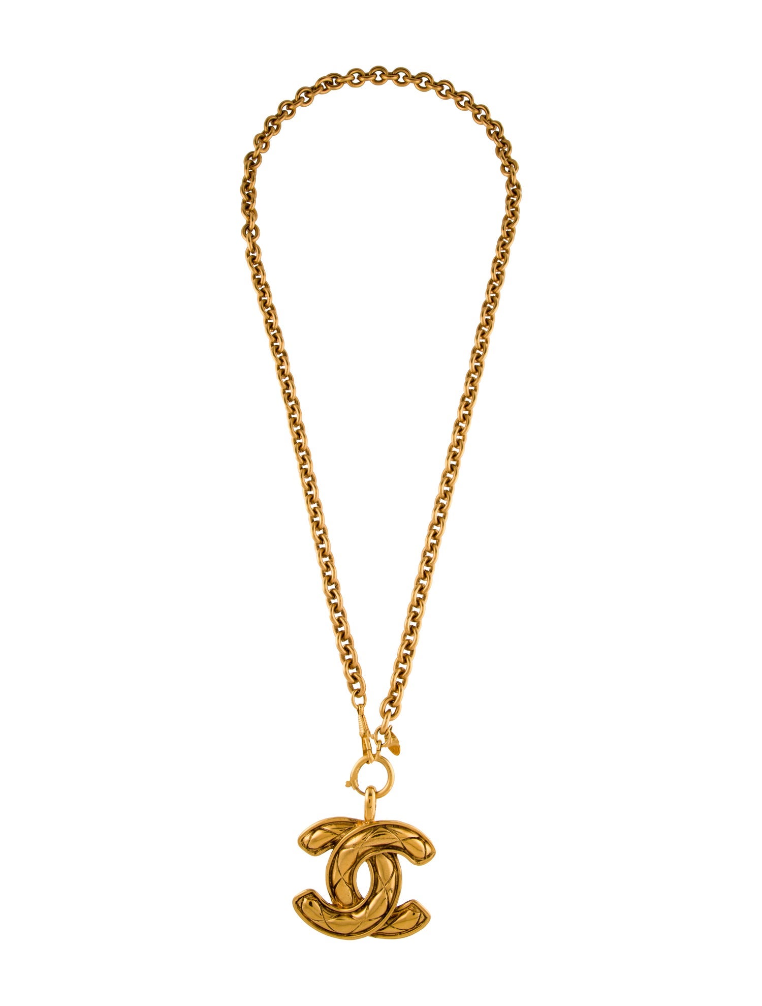 Chanel Vintage Quilted CC Pendant Necklace
