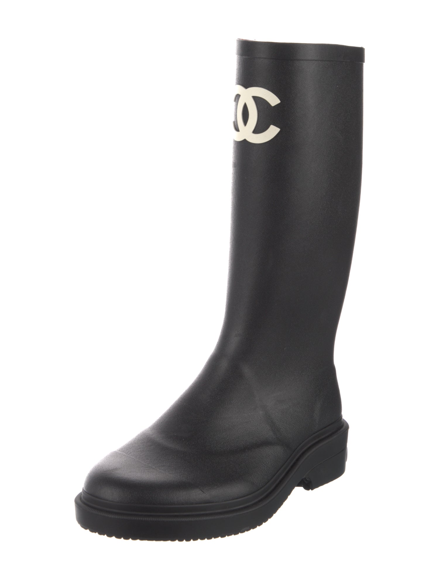 Chanel Interlocking CC Logo Rubber Rain Boots
