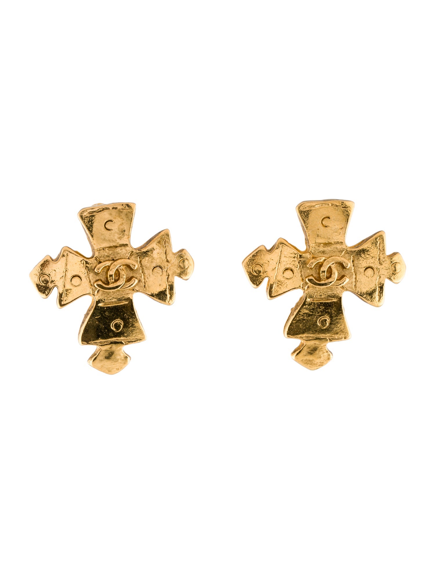 Chanel Vintage Maltese Cross CC Clip-On Earrings