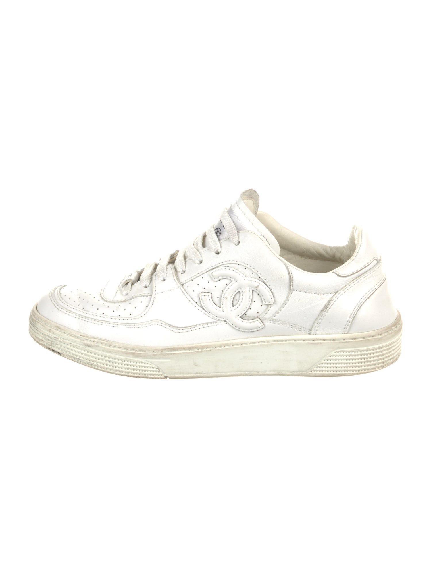 Chanel Interlocking CC Logo Leather Sneakers