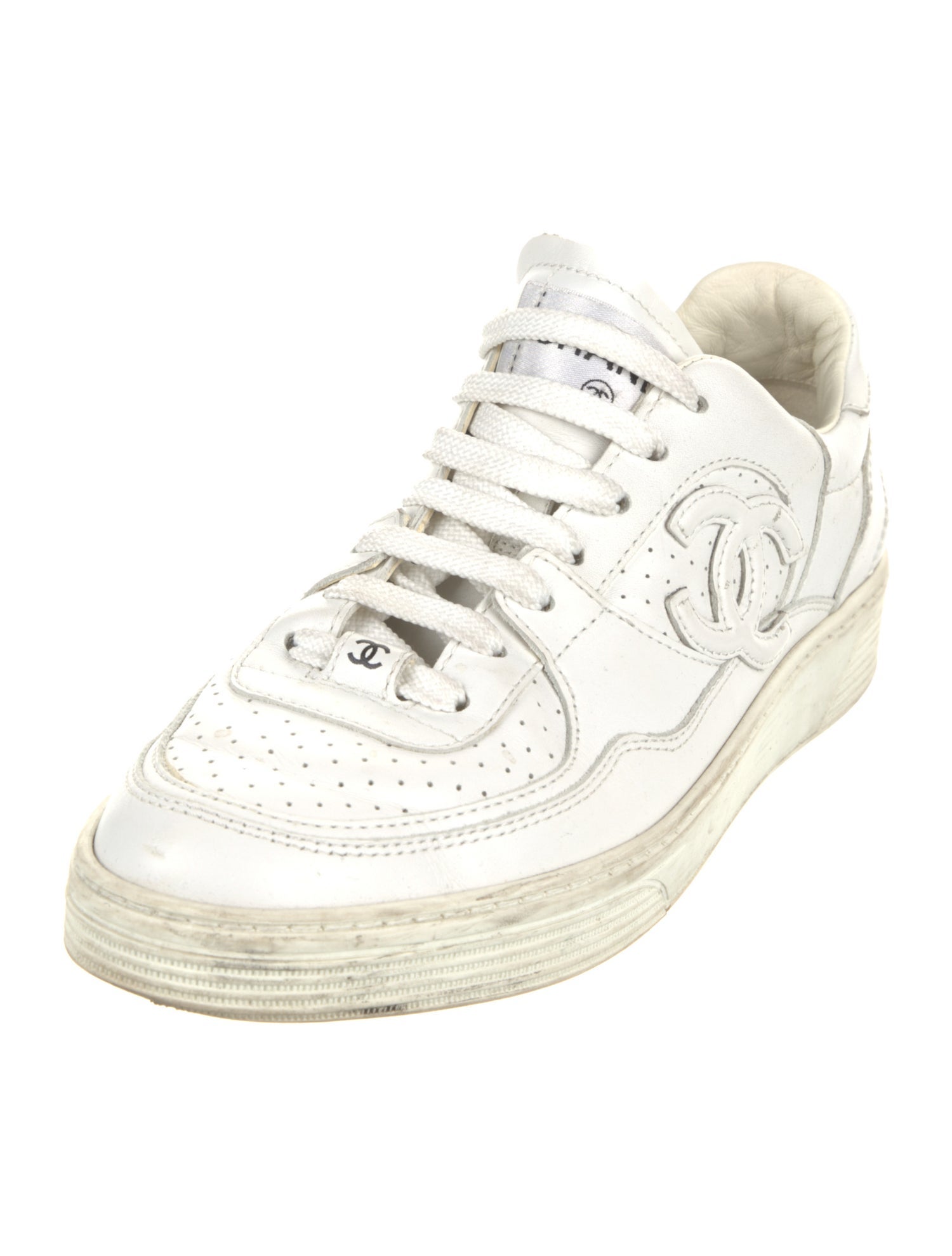 Chanel Interlocking CC Logo Leather Sneakers