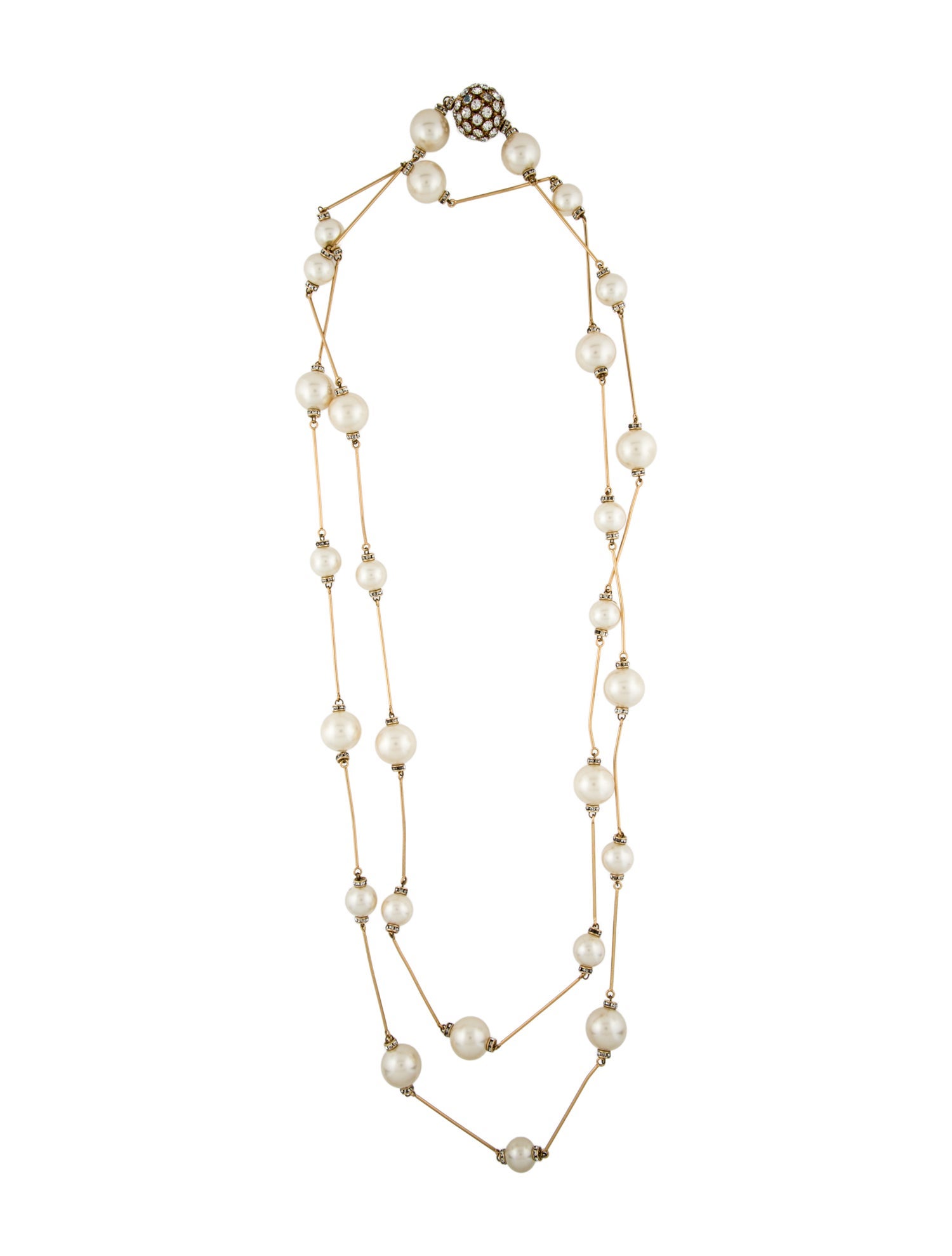 Chanel Faux Pearl & Strass Strand Necklace