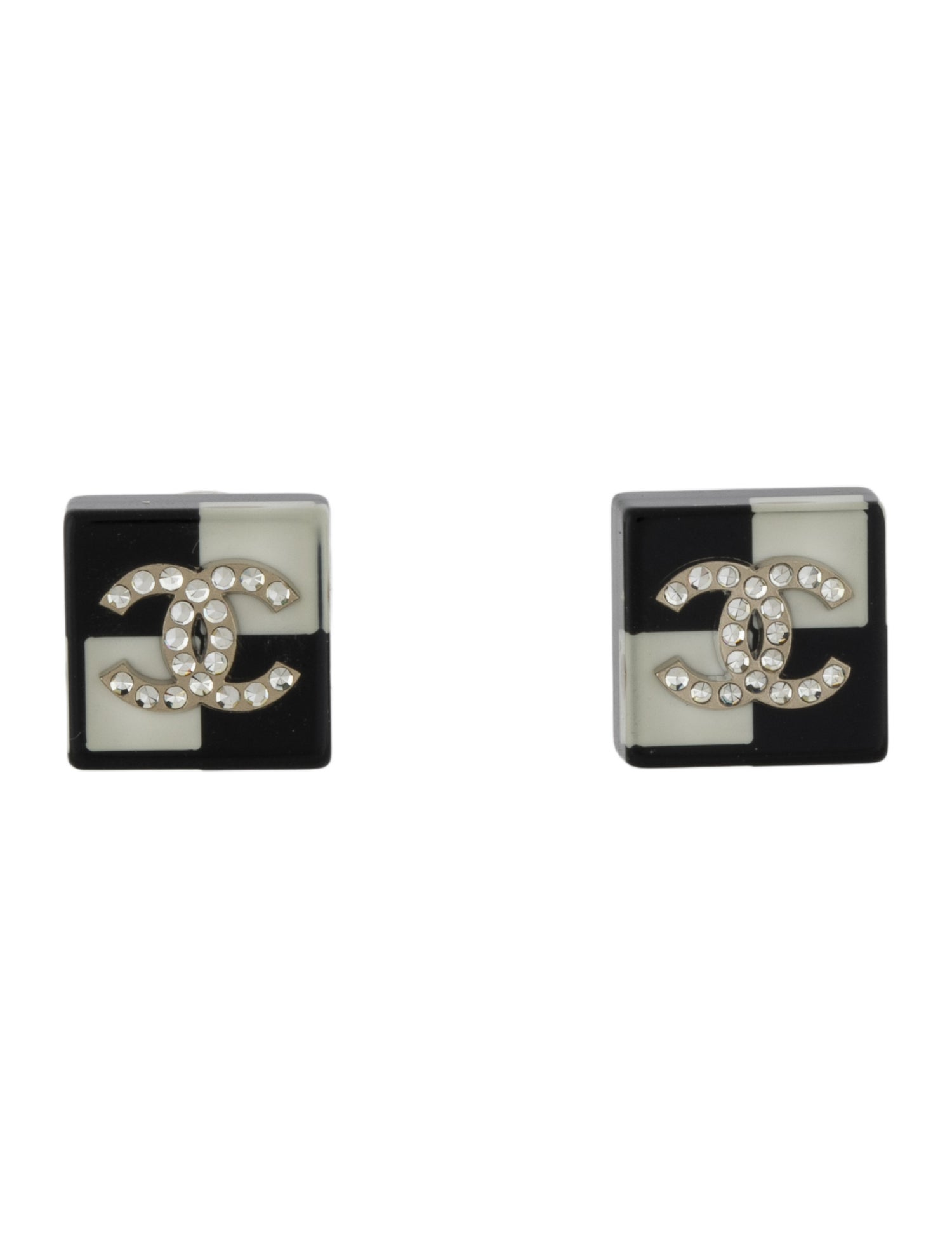Chanel Resin & Strass CC Stud Earrings