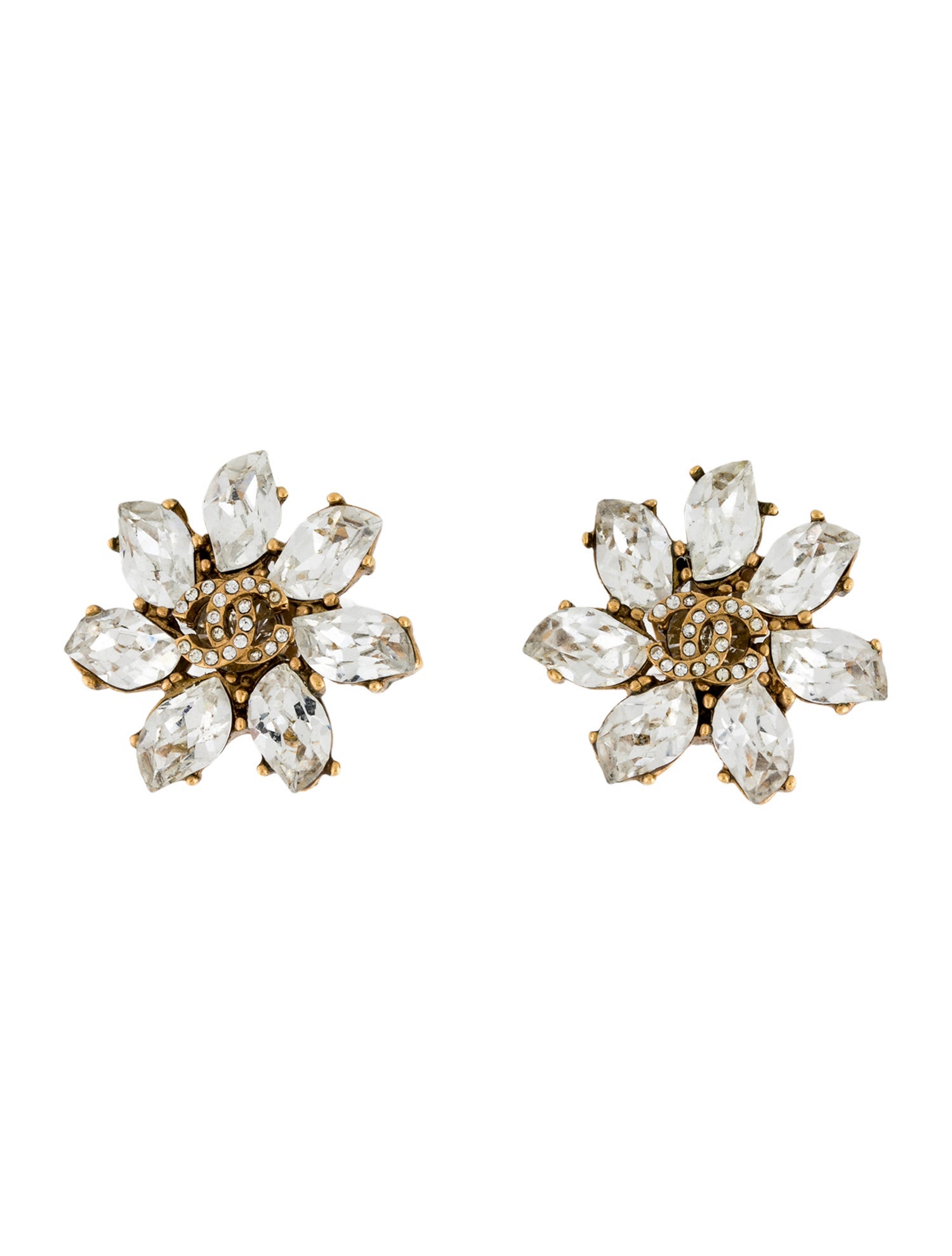 Chanel Strass CC Clip-On Earrings