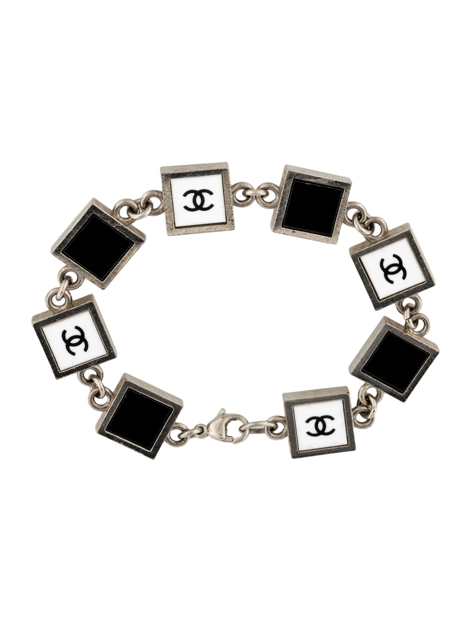Chanel Vintage Resin CC Square Link Bracelet
