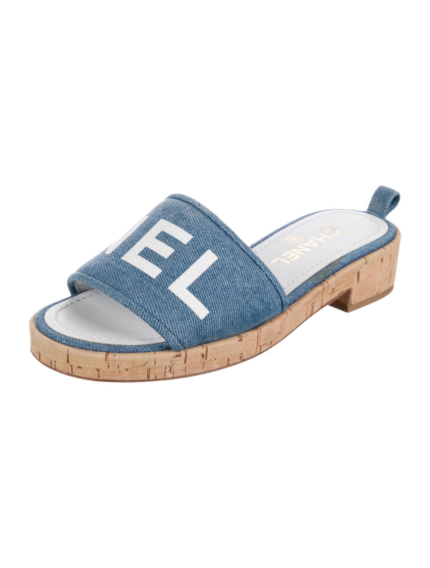 Chanel Denim Printed Slides