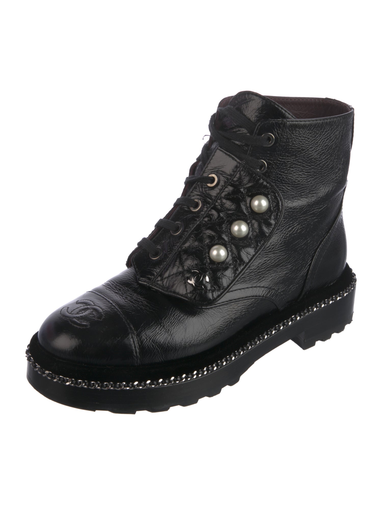 Chanel 2018 Interlocking CC Logo Combat Boots