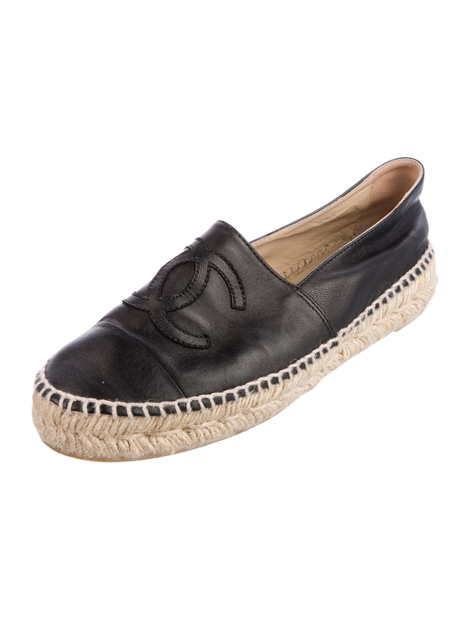 Chanel Interlocking CC Logo Lambskin Espadrilles