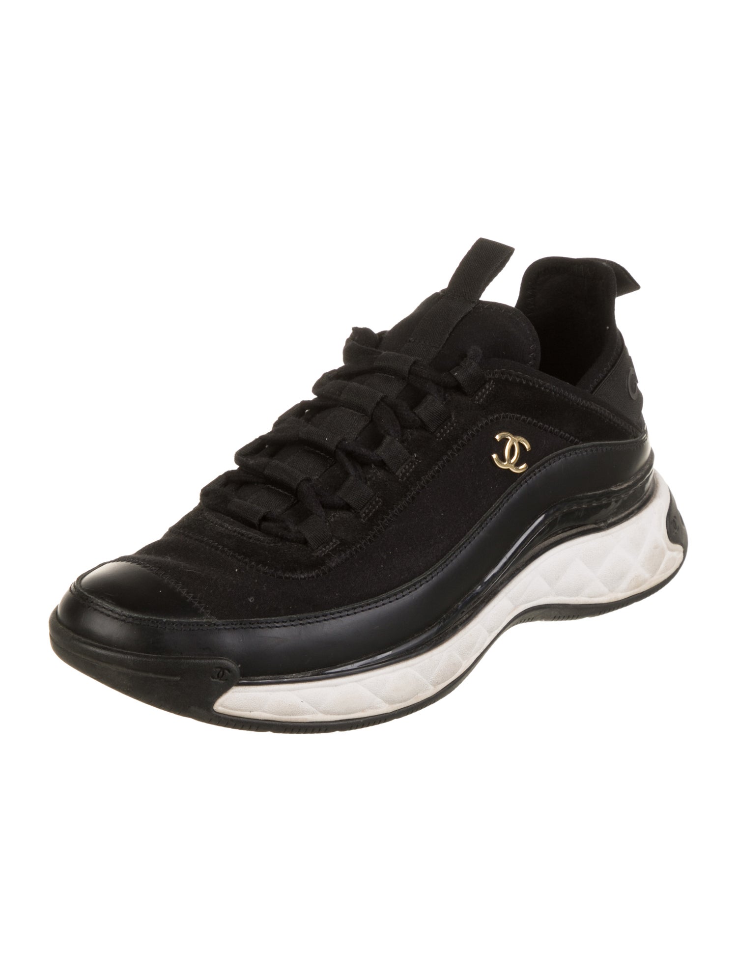 Chanel Interlocking CC Logo Suede Sneakers