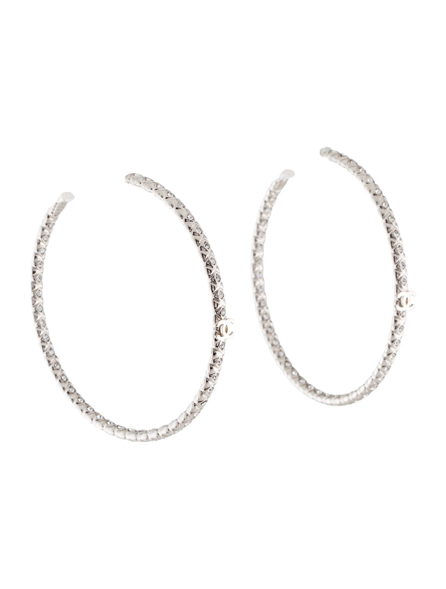 Chanel Strass CC Logo Hoop Earrings