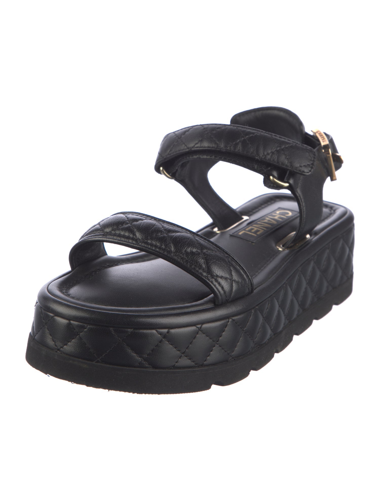 Chanel Interlocking CC Logo Leather Espadrilles