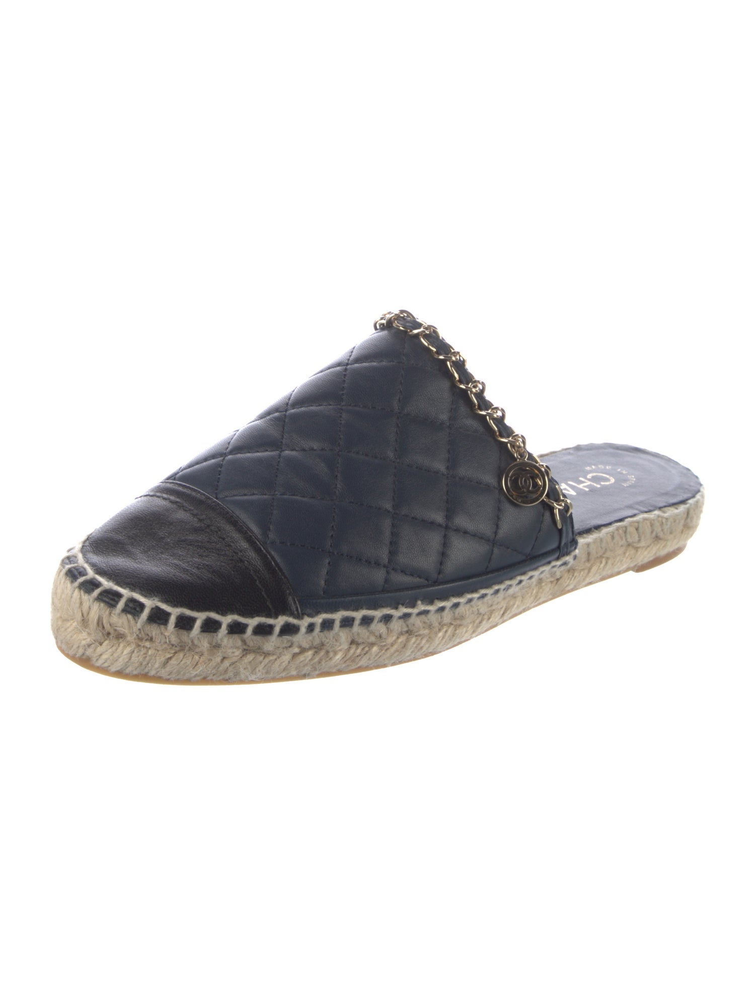 Chanel Interlocking CC Logo Leather Mules