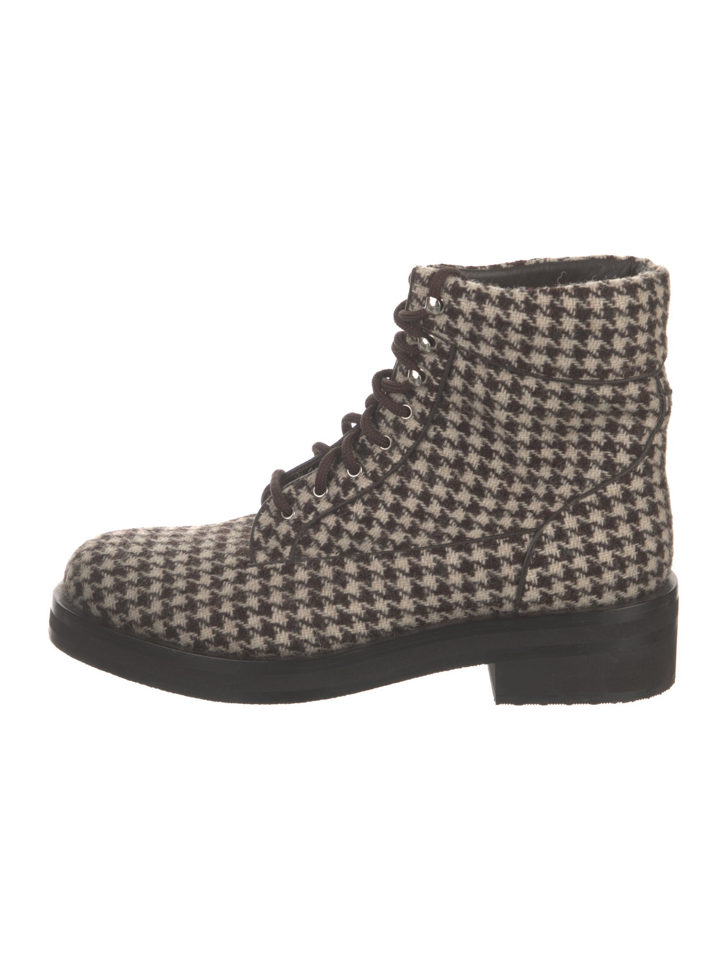 Chanel Double G Logo Tweed Lace-Up Boots