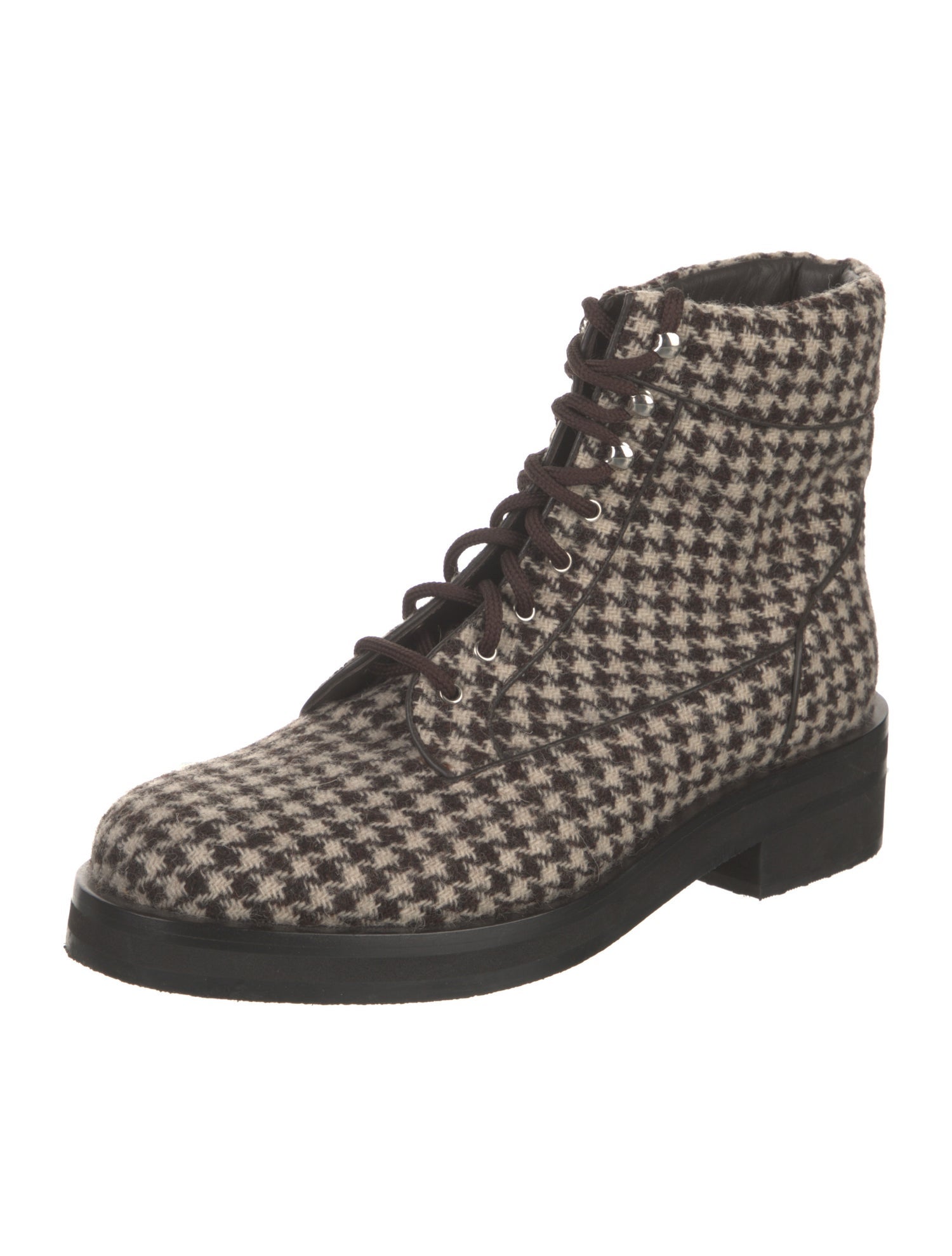 Chanel Double G Logo Tweed Lace-Up Boots