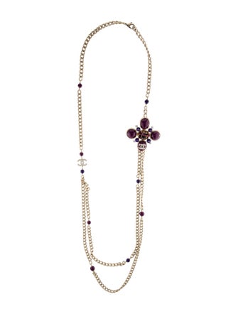 Chanel Strass, Resin & Tweed CC Convertible Brooch Necklace