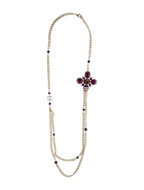 Chanel Strass, Resin & Tweed CC Convertible Brooch Necklace