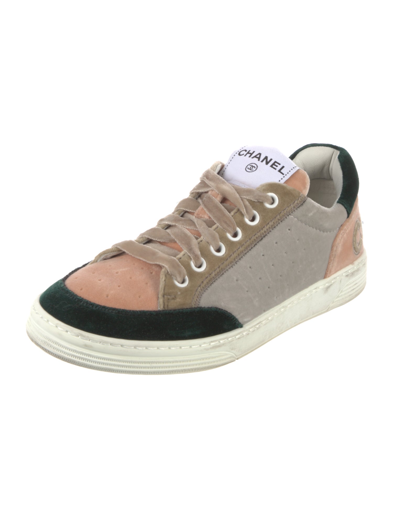 Chanel Velvet Colorblock Pattern Sneakers